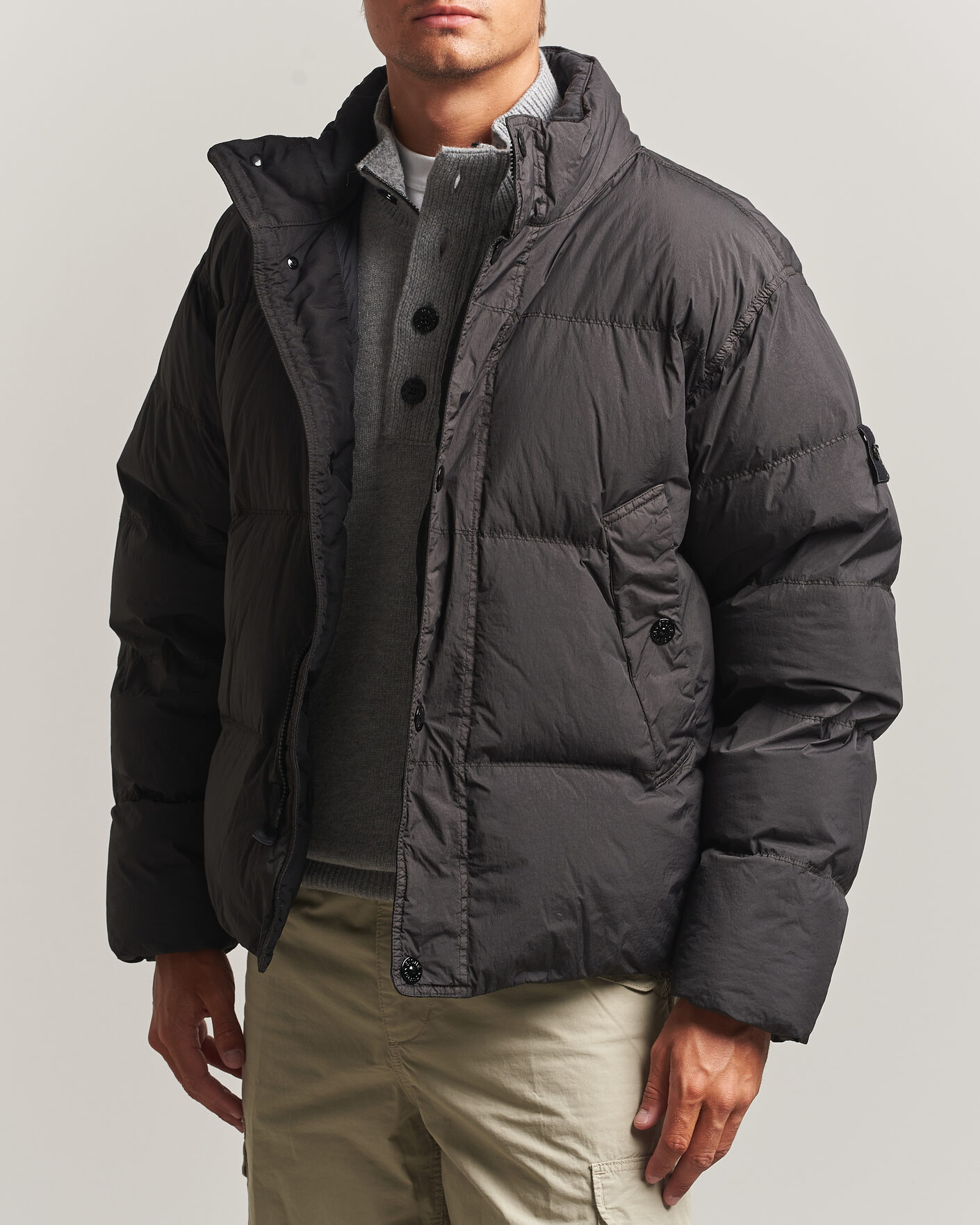 Herr | Jackor | Stone Island | Crinkle Reps Padded Down Jacket Lead Grey