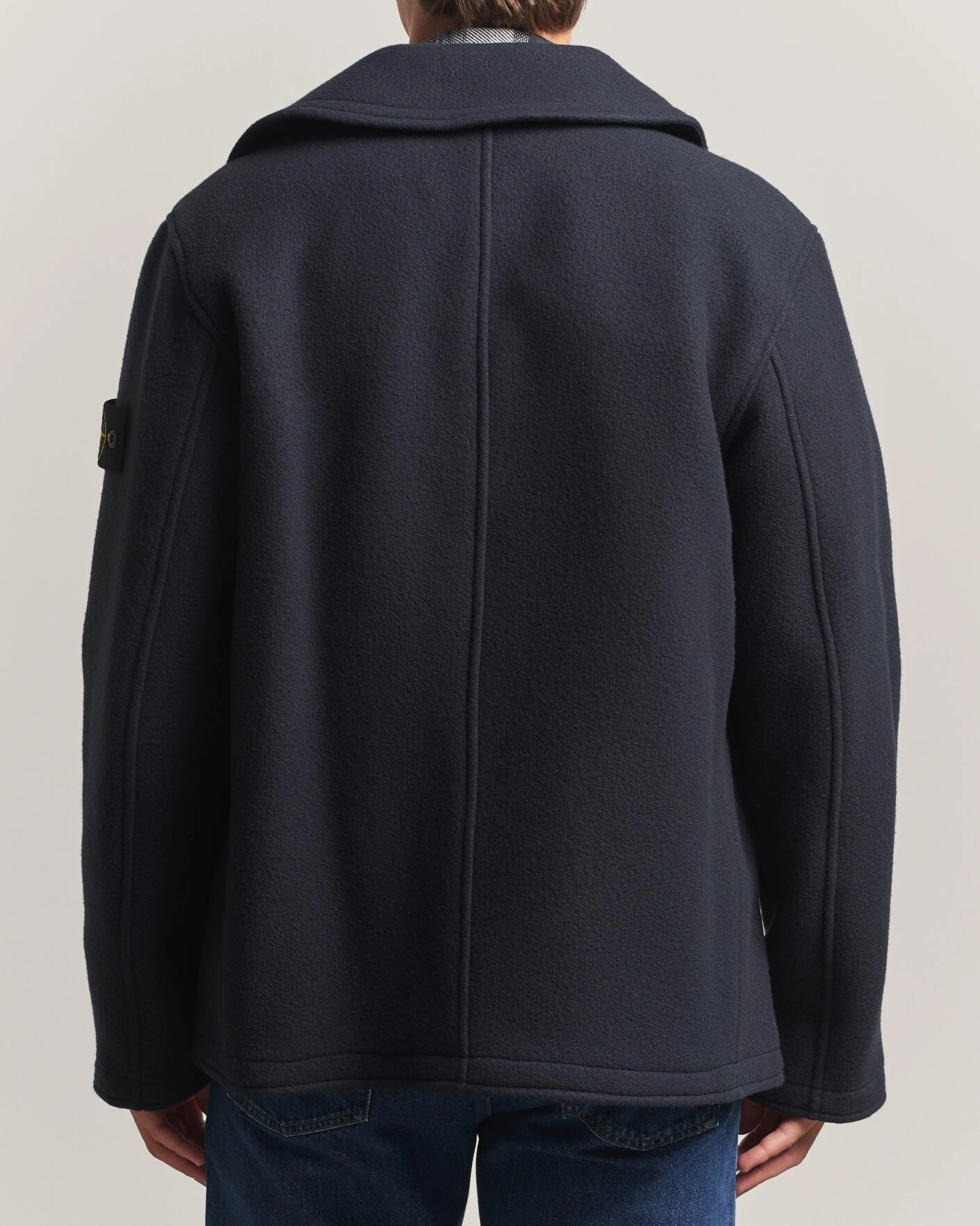 Herr | Jackor | Stone Island | Heavy Melton Wool Peacoat Navy Blue