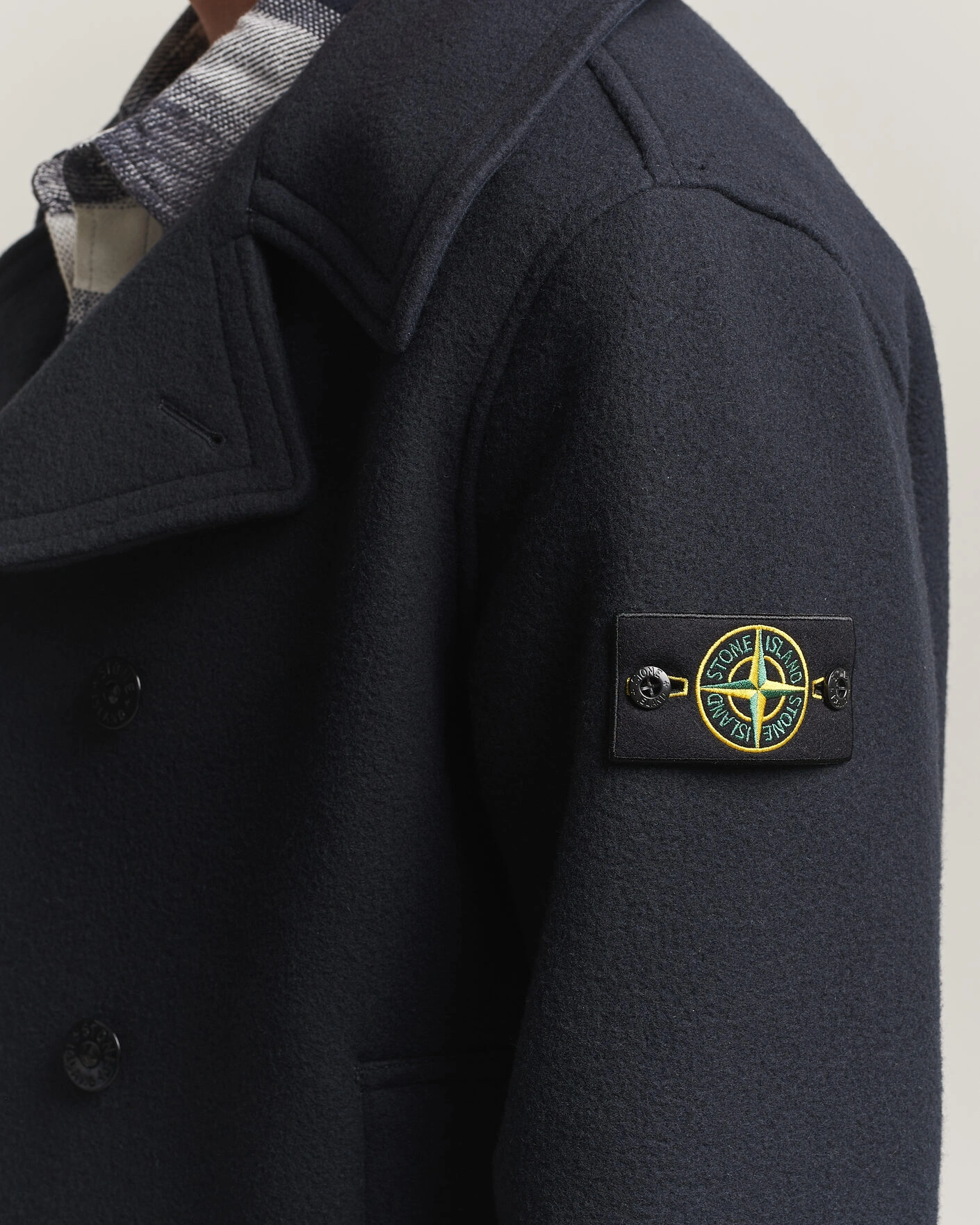 Herr | Jackor | Stone Island | Heavy Melton Wool Peacoat Navy Blue