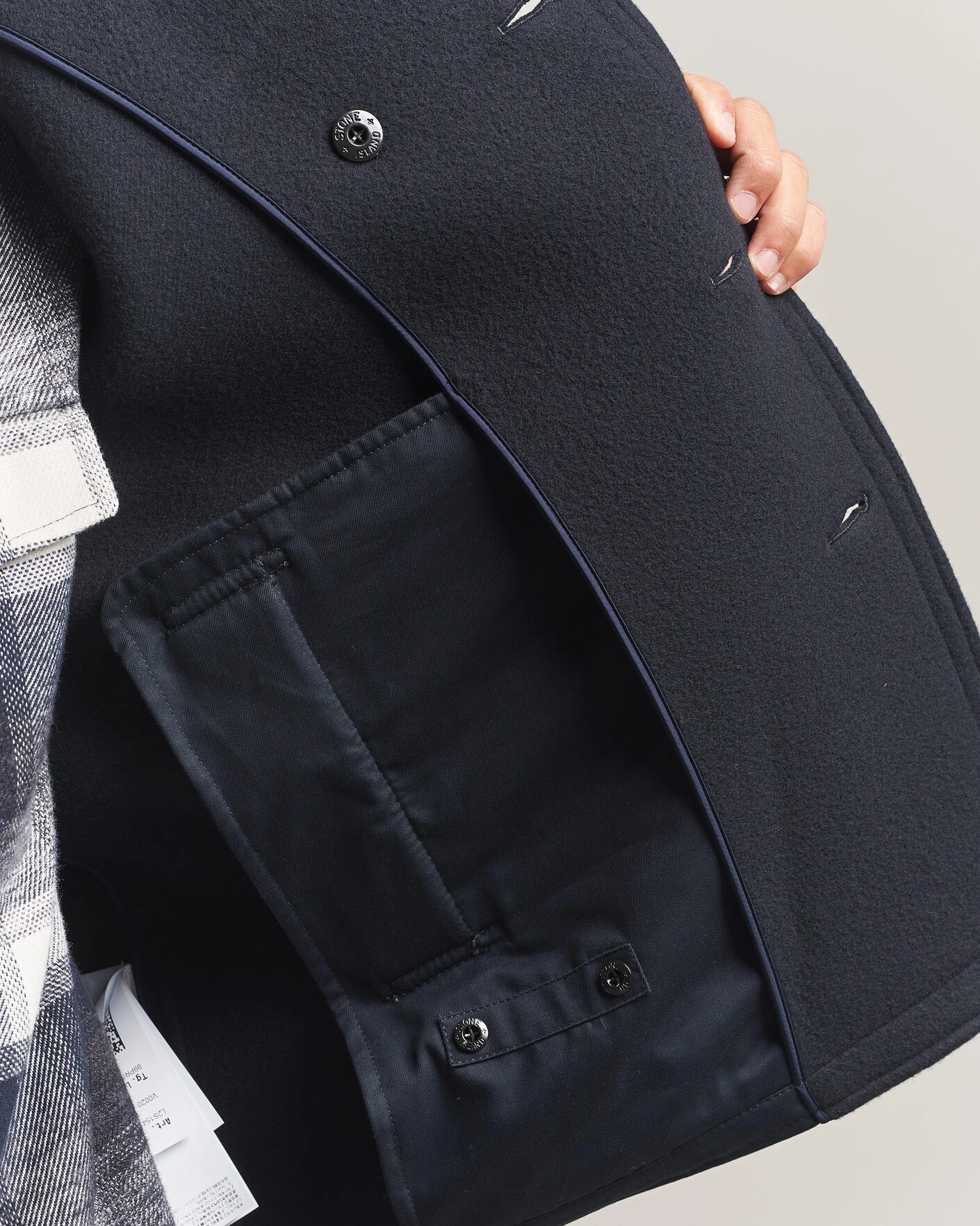 Herr | Jackor | Stone Island | Heavy Melton Wool Peacoat Navy Blue