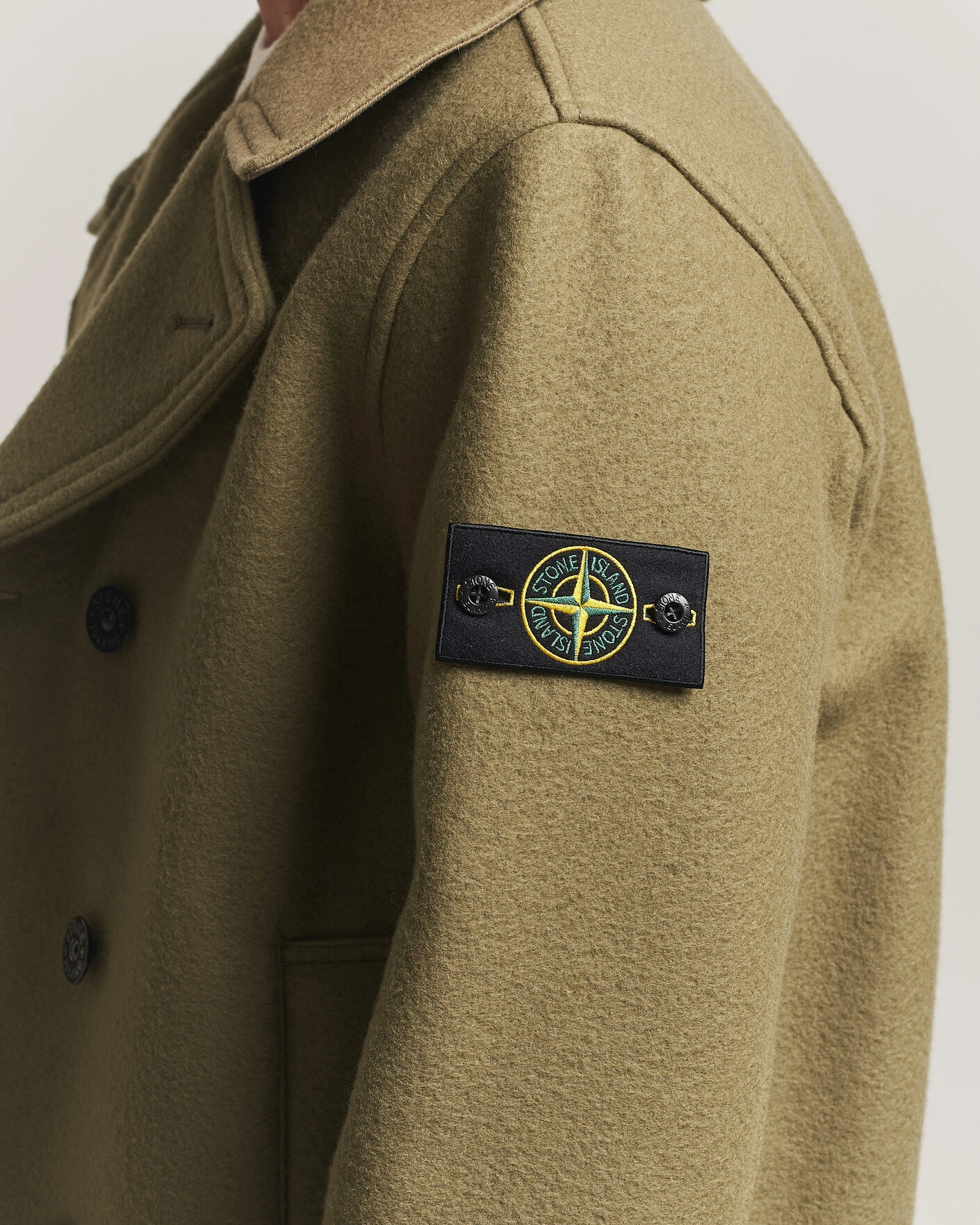 Herr | Jackor | Stone Island | Heavy Melton Wool Peacoat Miltary Green