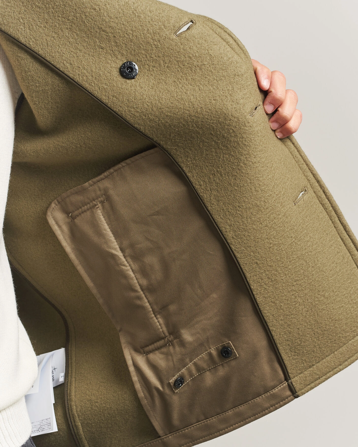 Herr | Jackor | Stone Island | Heavy Melton Wool Peacoat Miltary Green