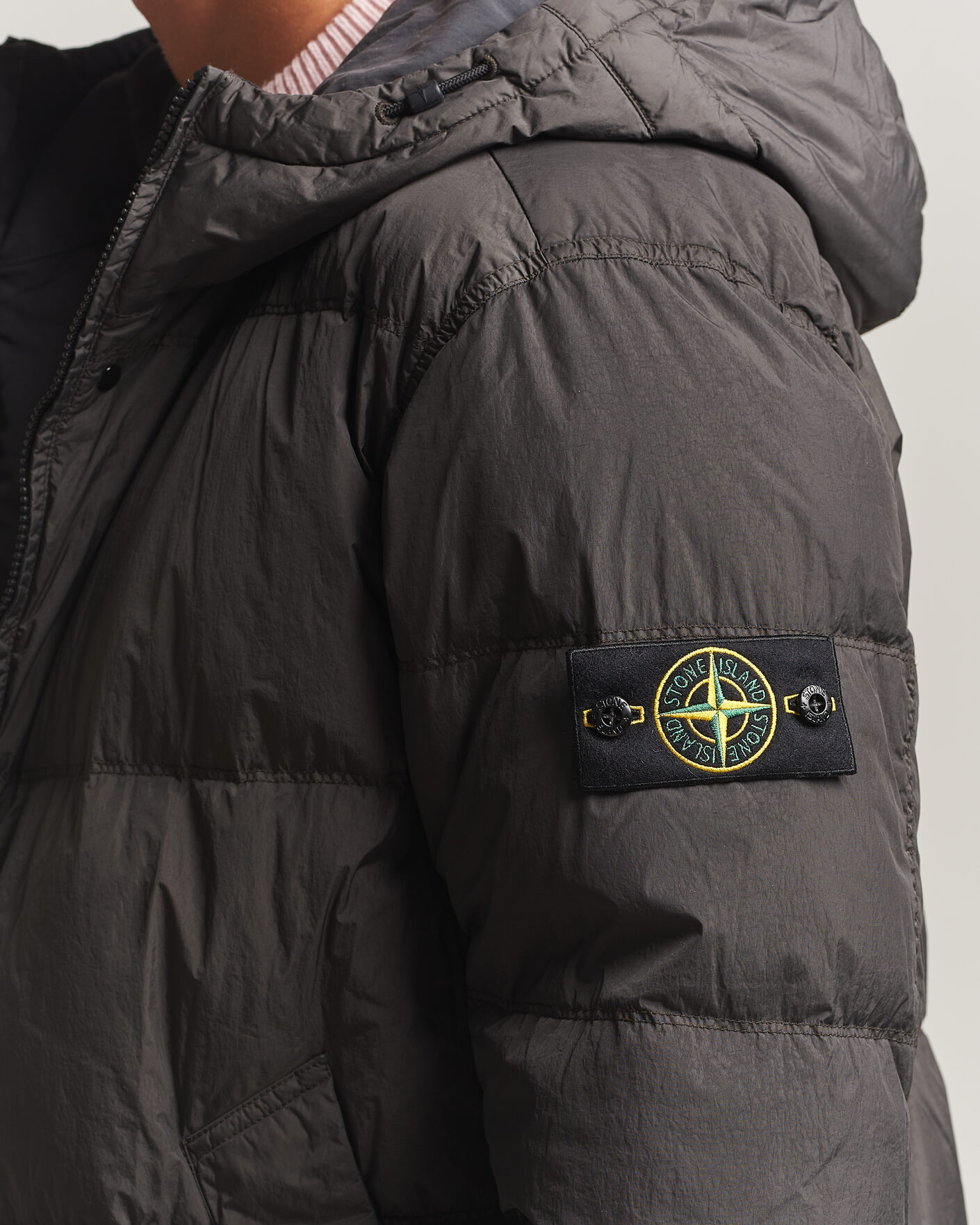 Herr | Jackor | Stone Island | Crinkle Reps Padded Hood Down Jacket Grey