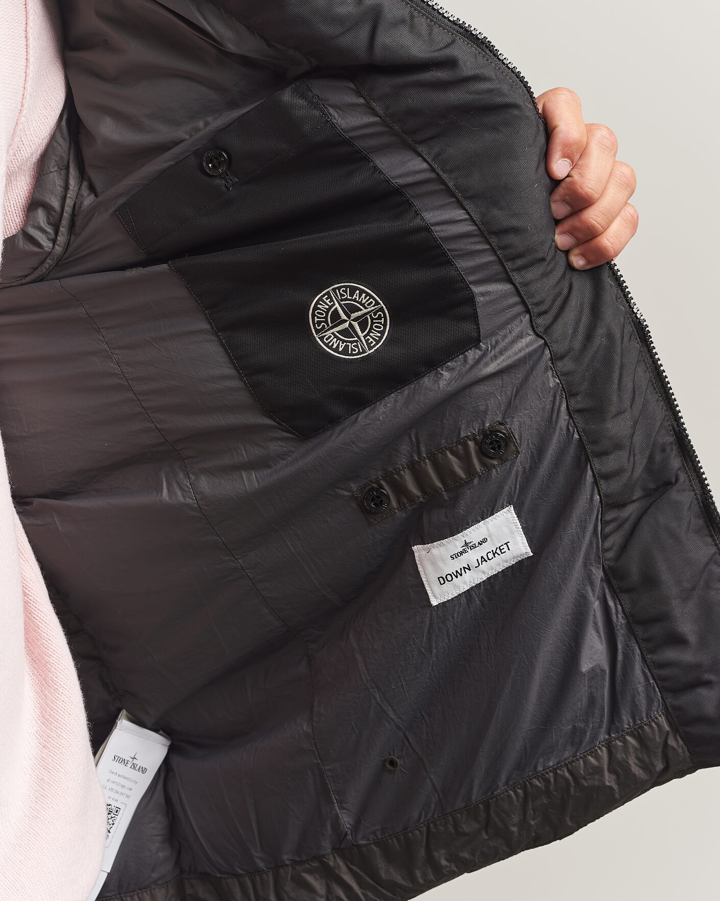 Herr | Jackor | Stone Island | Crinkle Reps Padded Hood Down Jacket Grey