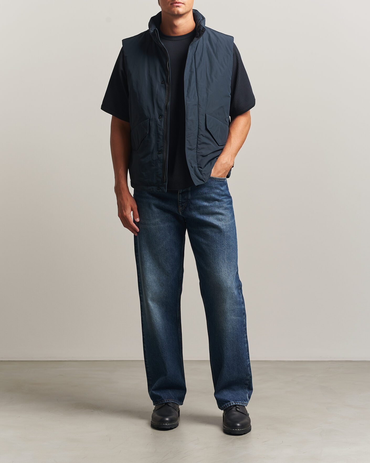 Herr | Västar | Stone Island | Micro Twill Padded Vest Navy Blue