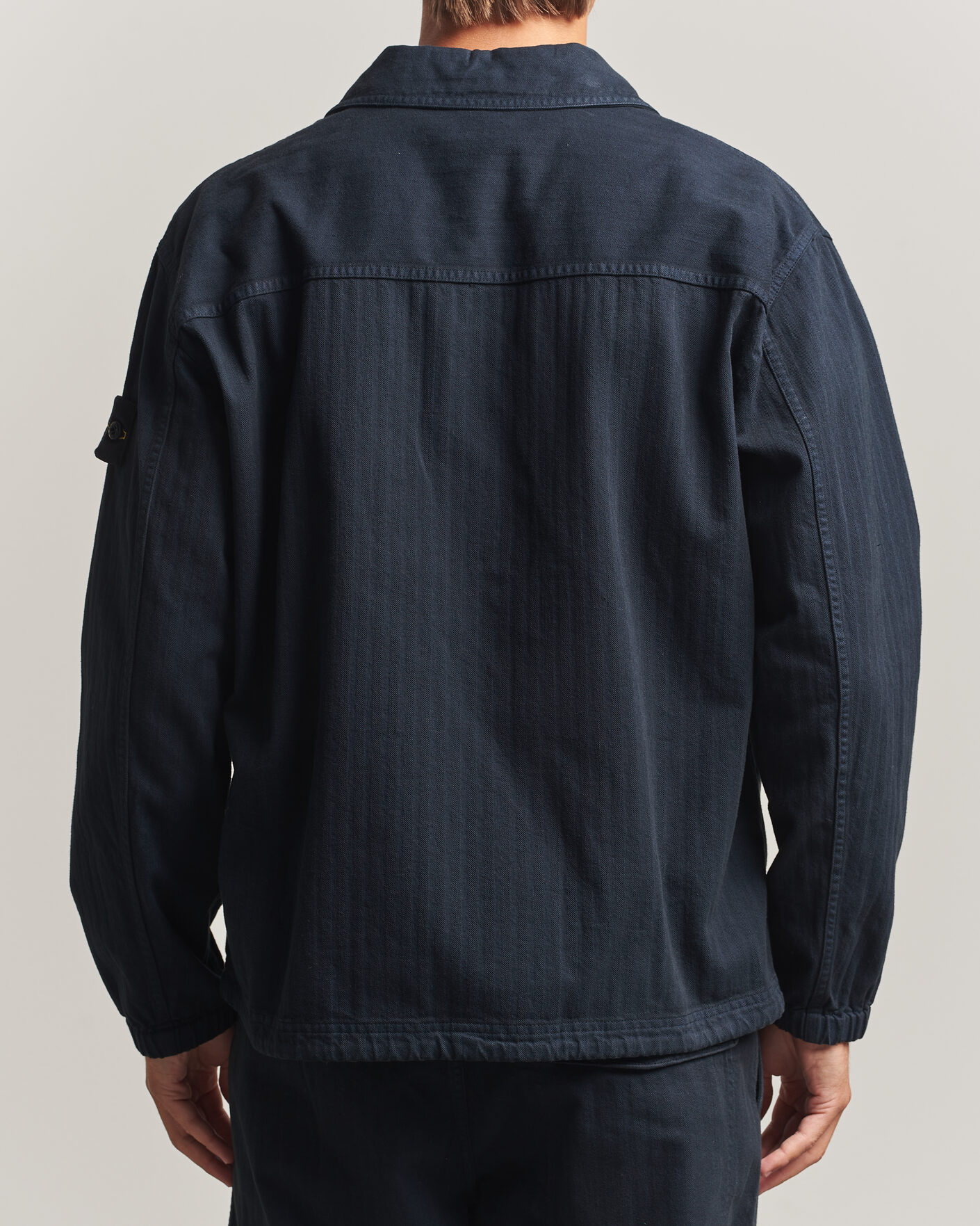 Herr | Skjortor | Stone Island | Garment Dyed Cotton Herringbone Overshirt Navy Blue