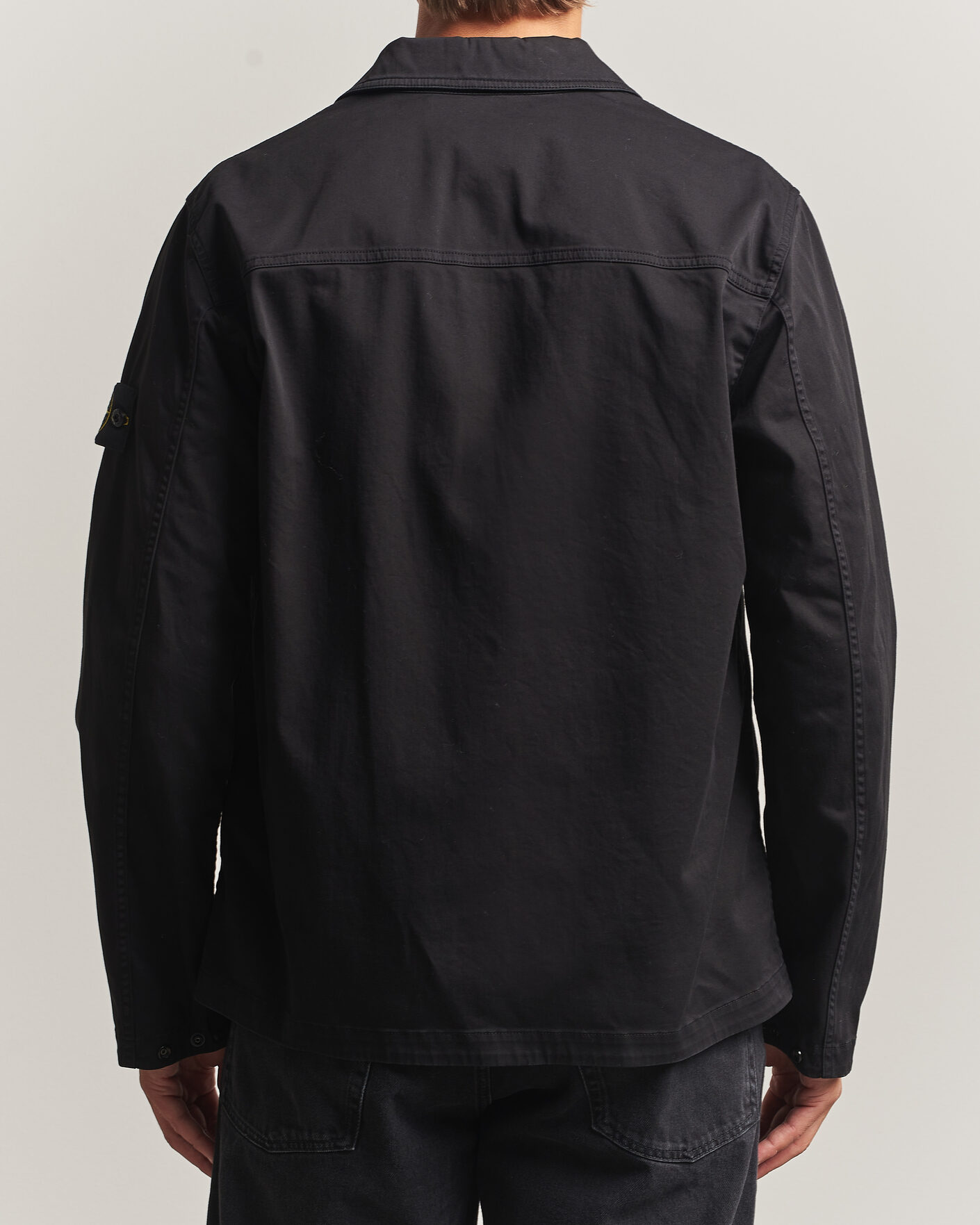 Herr | Skjortor | Stone Island | Organic Cotton Satin Stretch Zip Overshirt Black