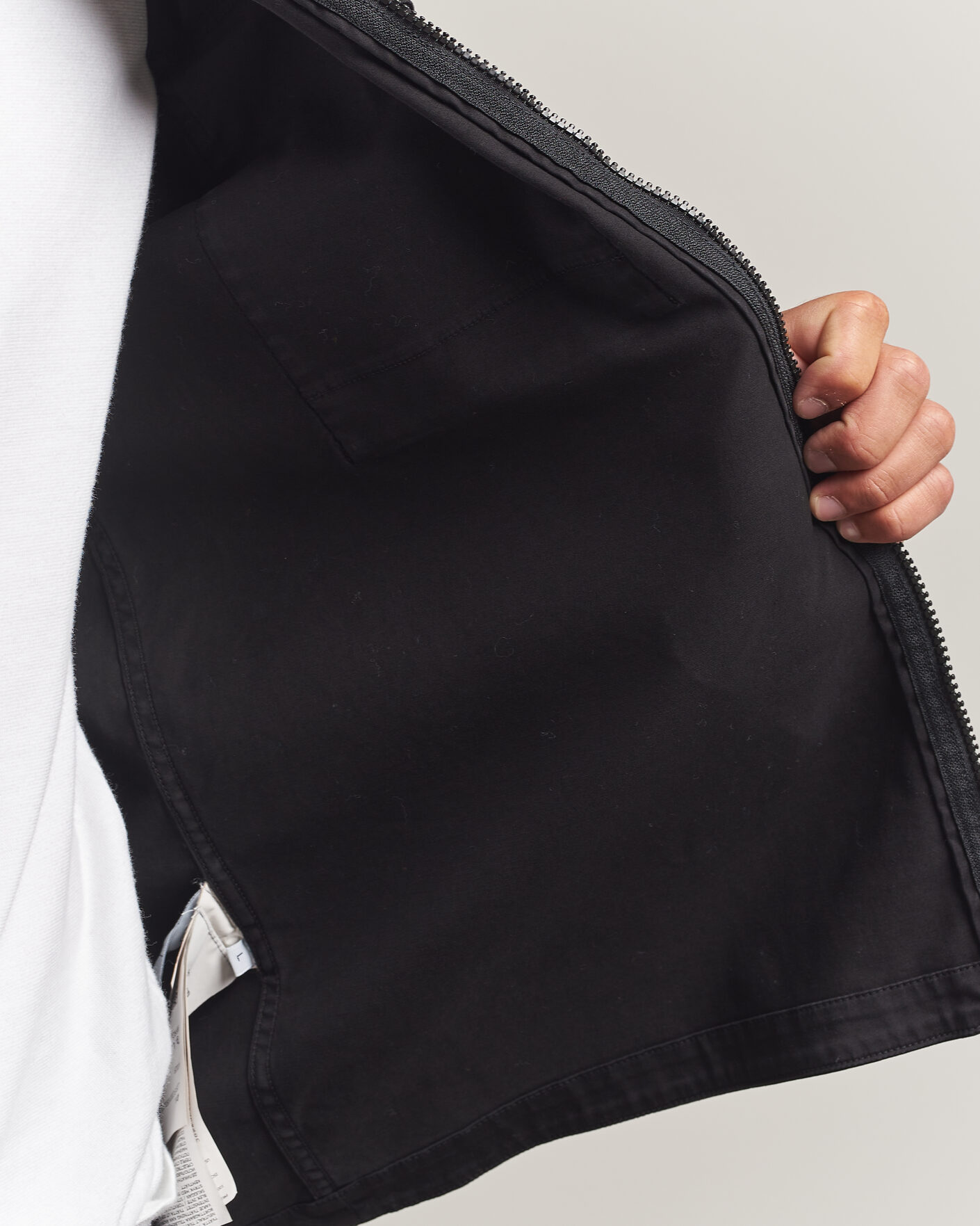 Herr | Skjortor | Stone Island | Organic Cotton Satin Stretch Zip Overshirt Black