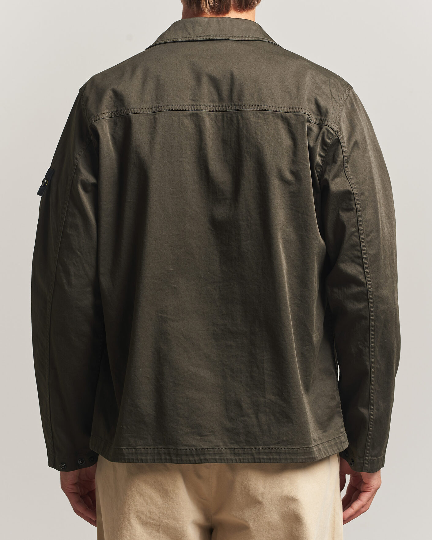 Herr | Skjortor | Stone Island | Organic Cotton Satin Stretch Zip Overshirt Grey