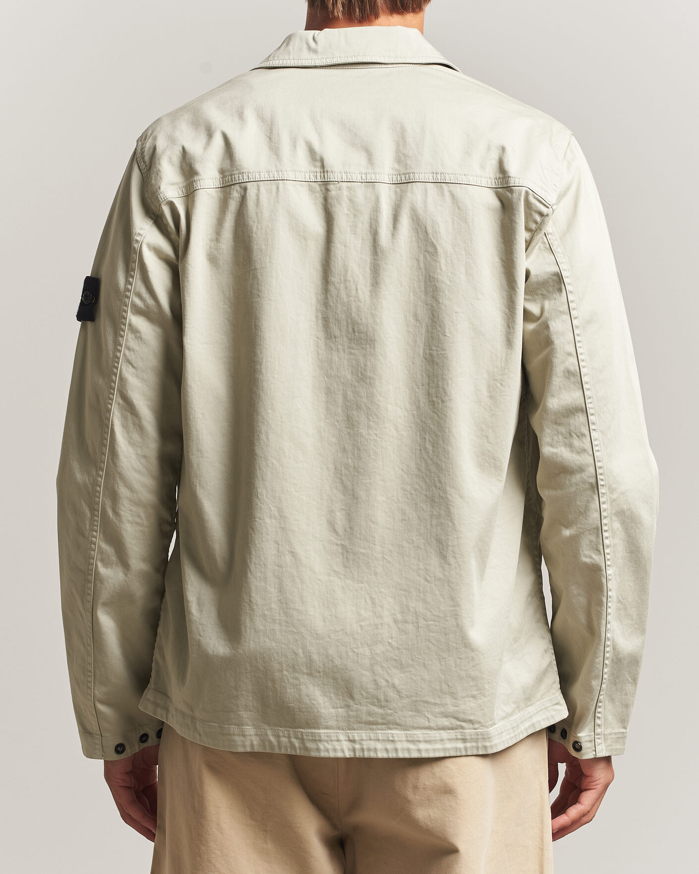 Herr | Skjortor | Stone Island | Organic Cotton Satin Stretch Zip Overshirt Sand