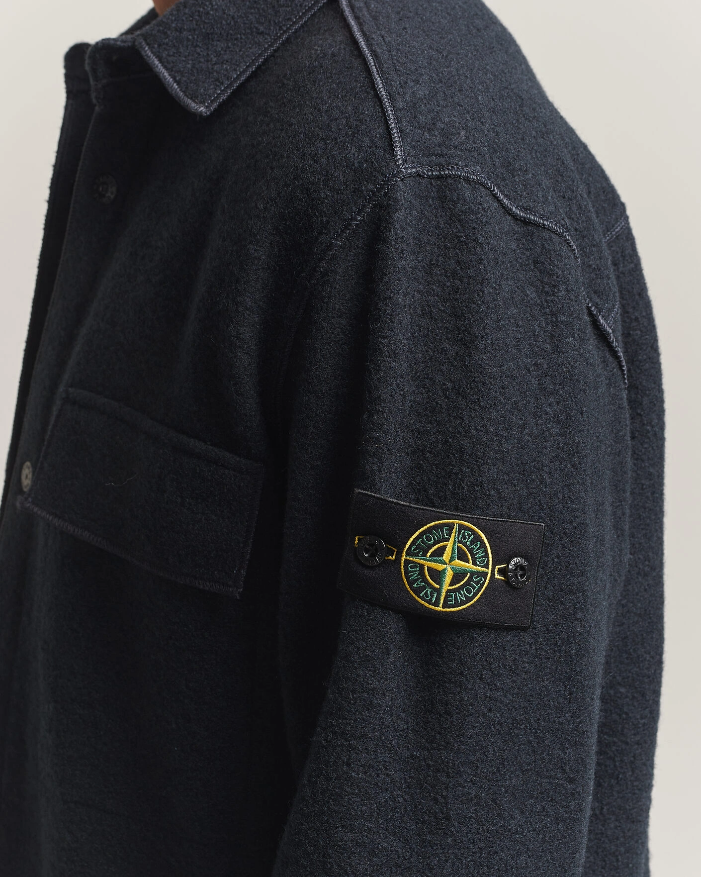 Herr | Skjortor | Stone Island | Micro Bouclé Overshirt Navy Blue