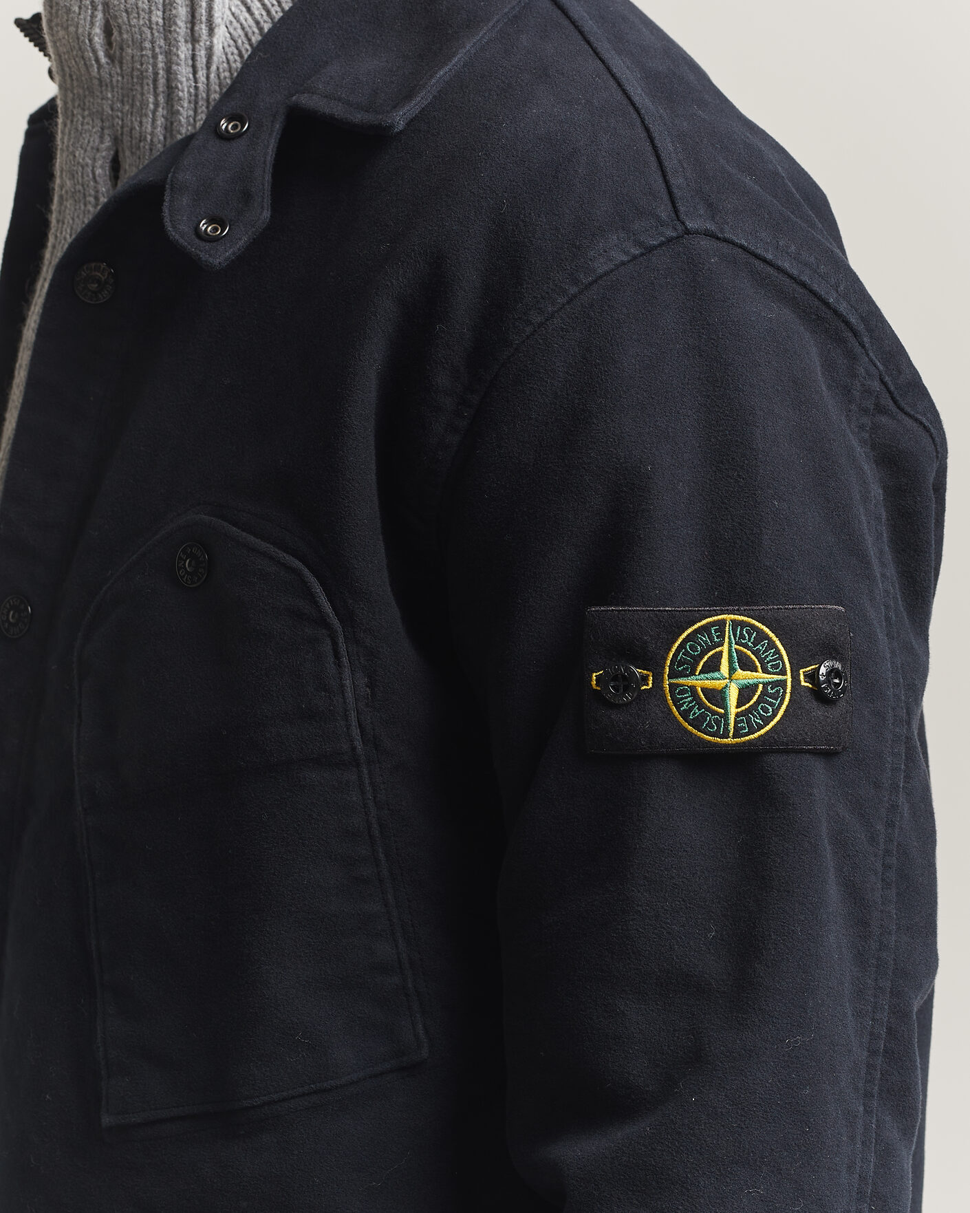 Herr | Skjortor | Stone Island | Cotton Moleskin Overshirt Navy Blue