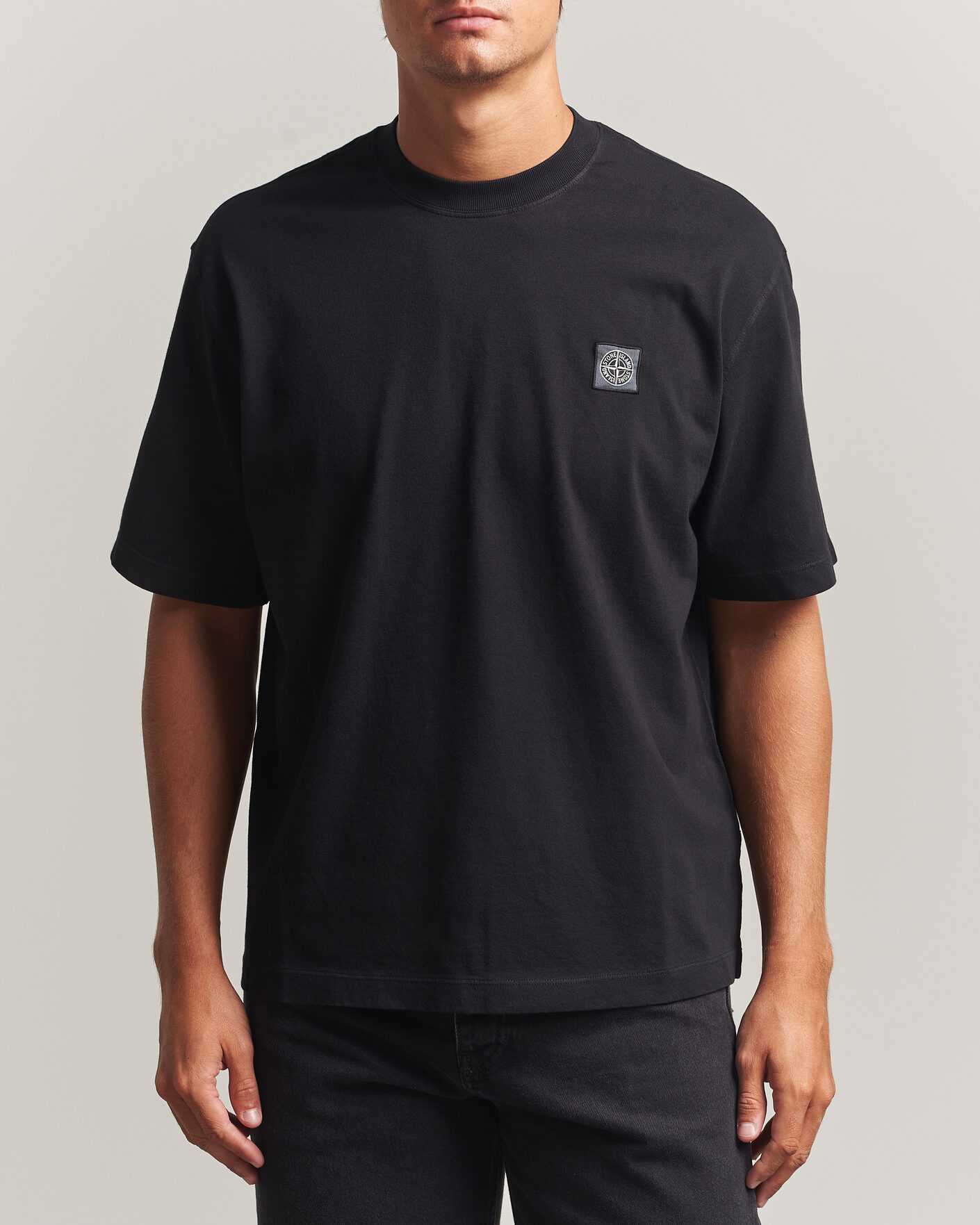 Herr | T-Shirts | Stone Island | Combed Organic Cotton T-Shirt Black