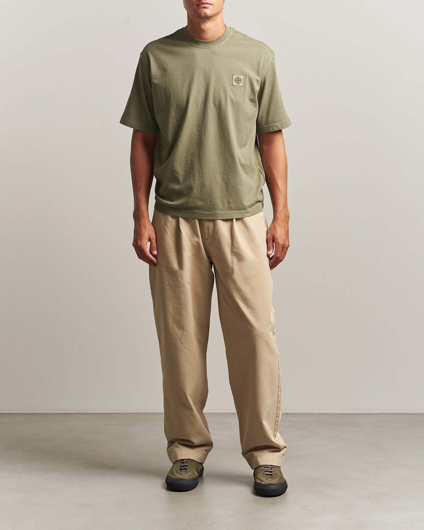 Herr | T-Shirts | Stone Island | Combed Organic Cotton T-Shirt Miltary Green