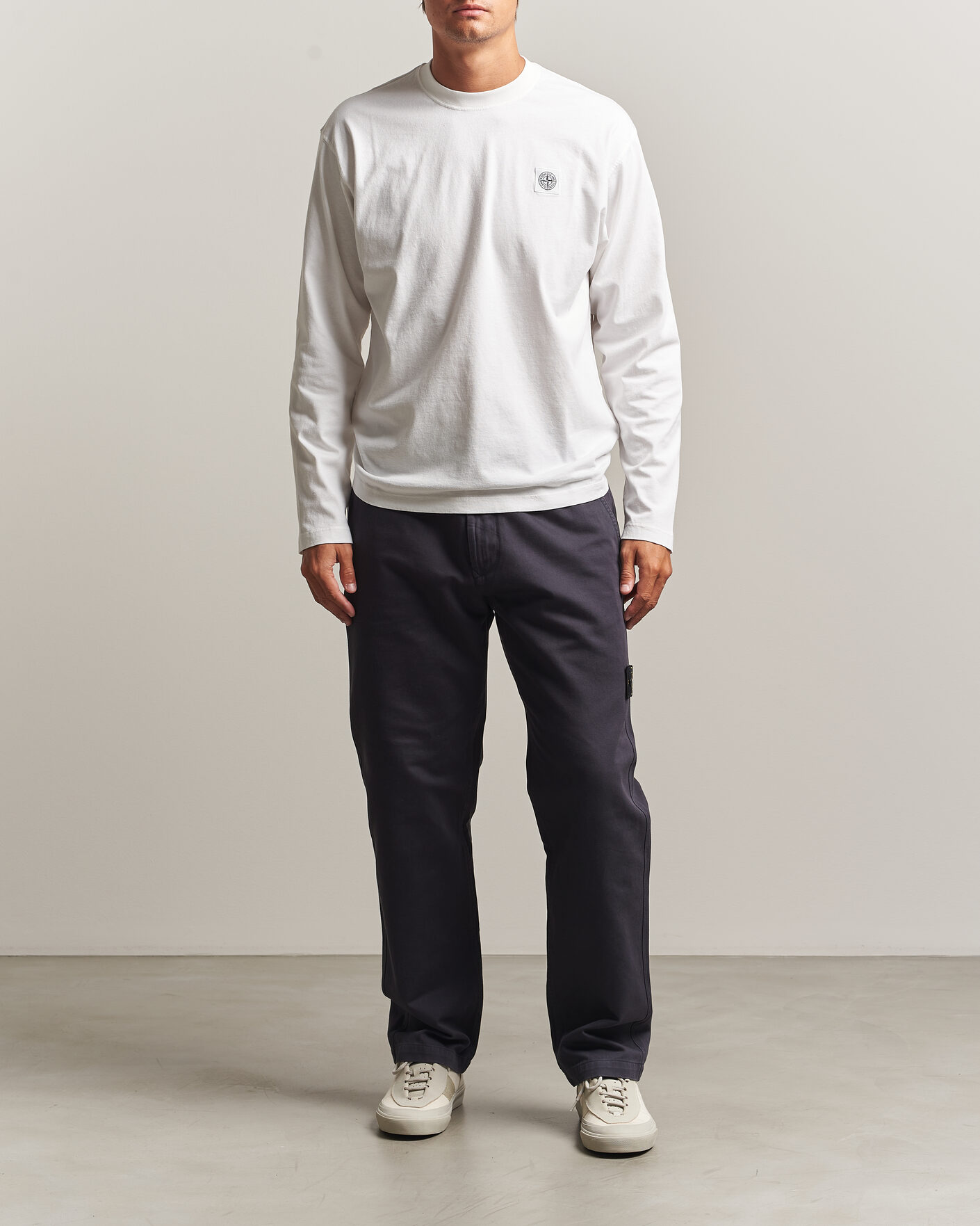 Herr | T-Shirts | Stone Island | Organic Cotton Jersey Long Sleeve T-Shirt White