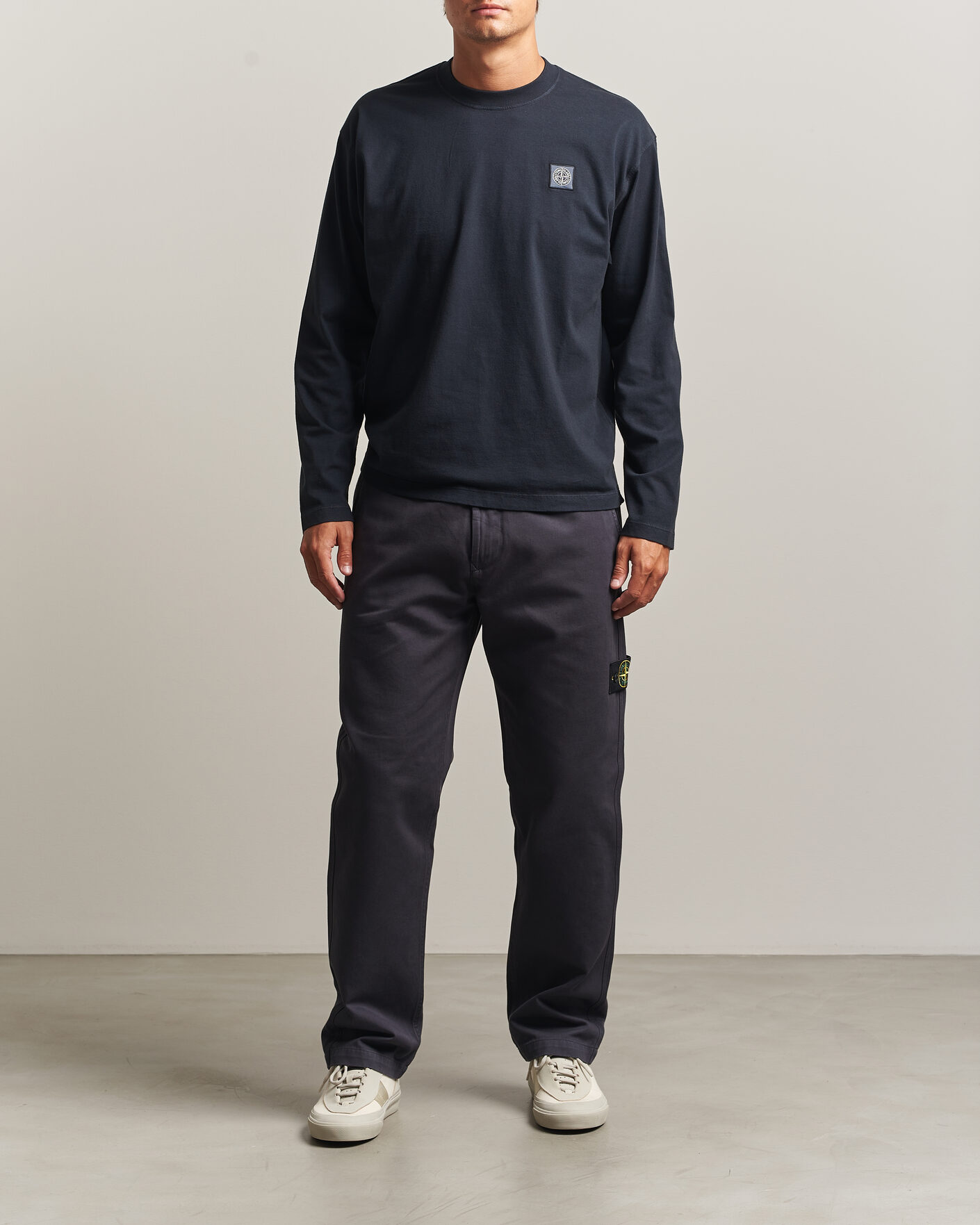 Herr | T-Shirts | Stone Island | Organic Cotton Jersey Long Sleeve T-Shirt Navy Blue