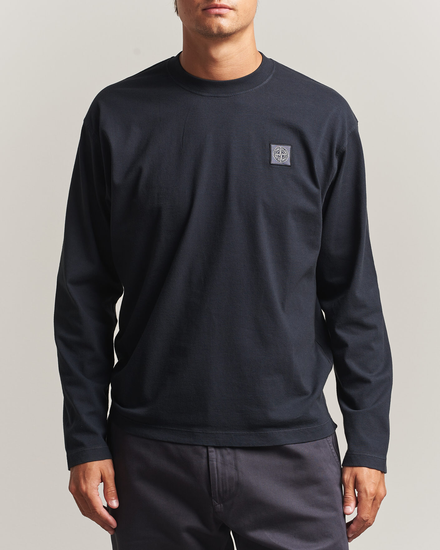 Herr | T-Shirts | Stone Island | Organic Cotton Jersey Long Sleeve T-Shirt Navy Blue