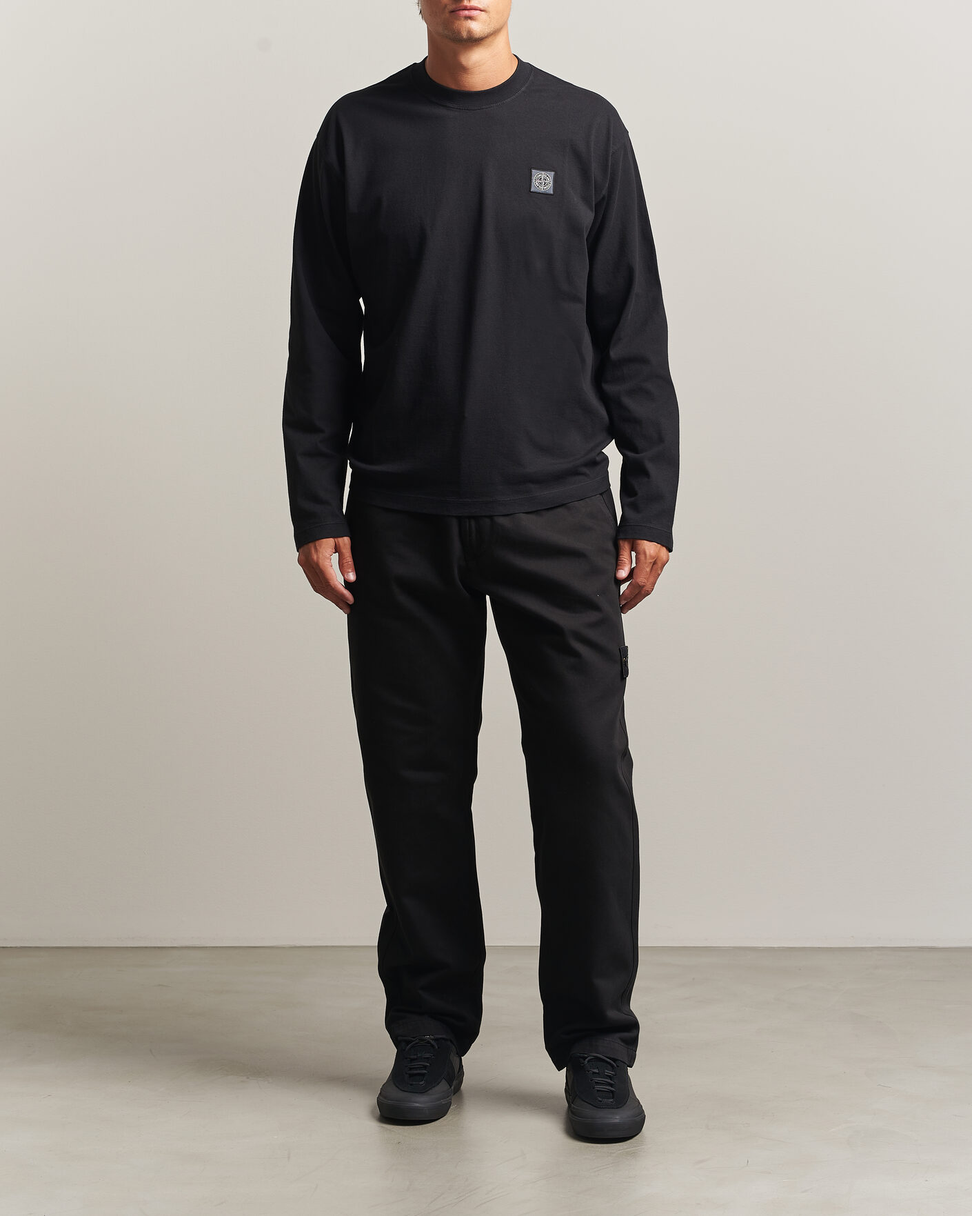 Herr | T-Shirts | Stone Island | Organic Cotton Jersey Long Sleeve T-Shirt Black