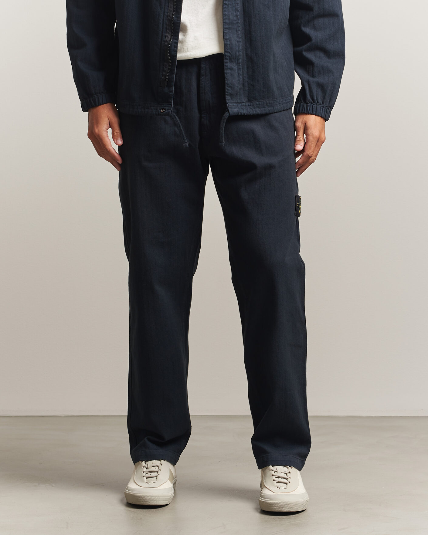 Herr | Byxor | Stone Island | Cotton Herringbone Pants Navy Blue