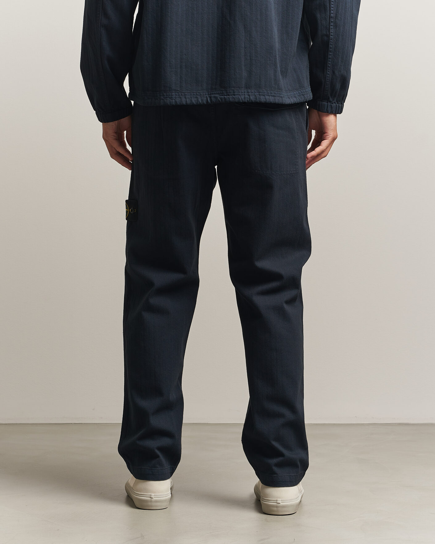Herr | Byxor | Stone Island | Cotton Herringbone Pants Navy Blue