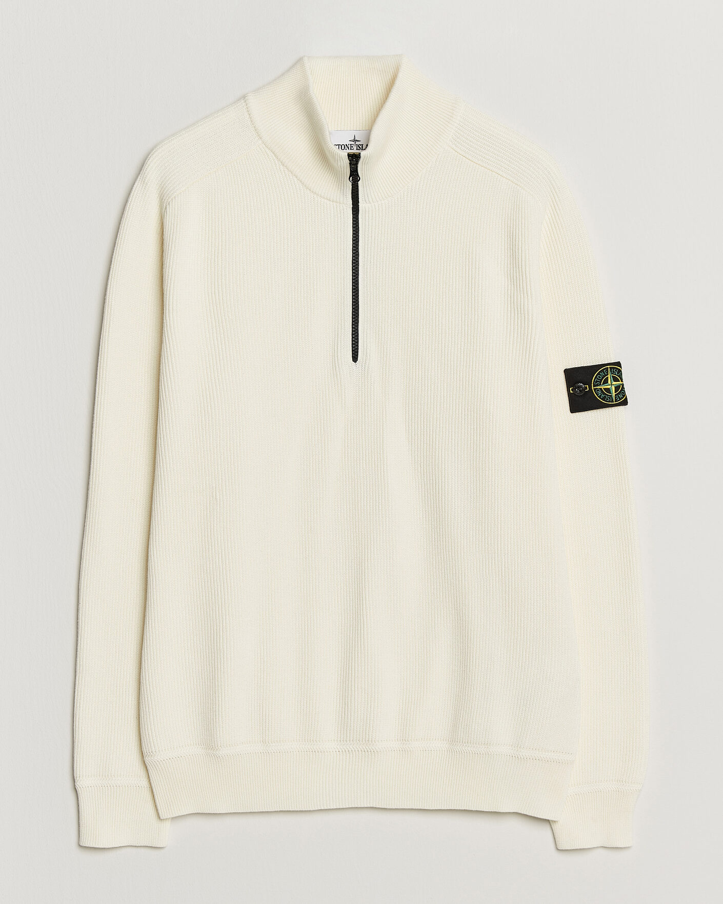 Herr | Tröjor | Stone Island | Ribbed Soft Organic Cotton Half-Zip Ivory