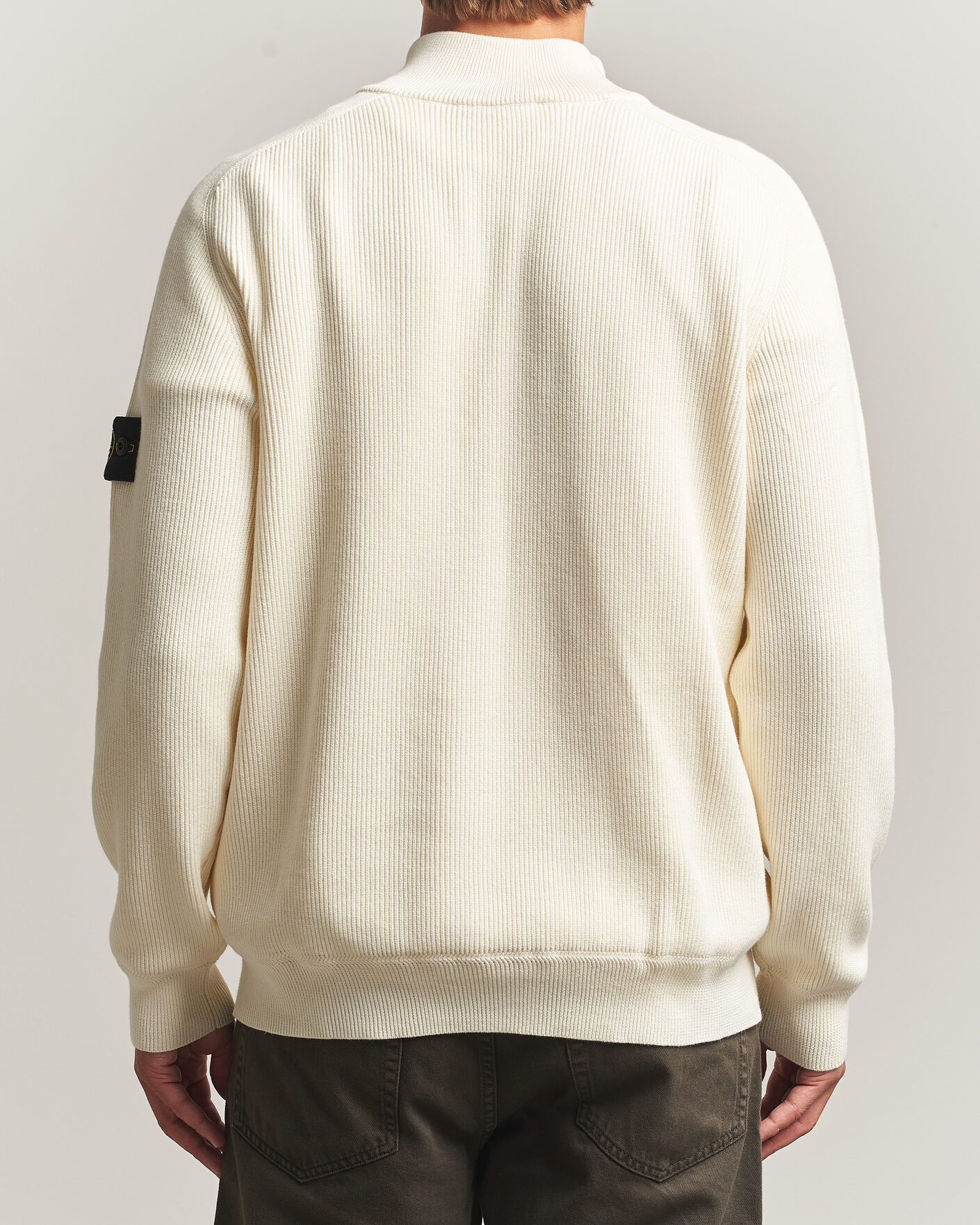 Herr | Tröjor | Stone Island | Ribbed Soft Organic Cotton Half-Zip Ivory