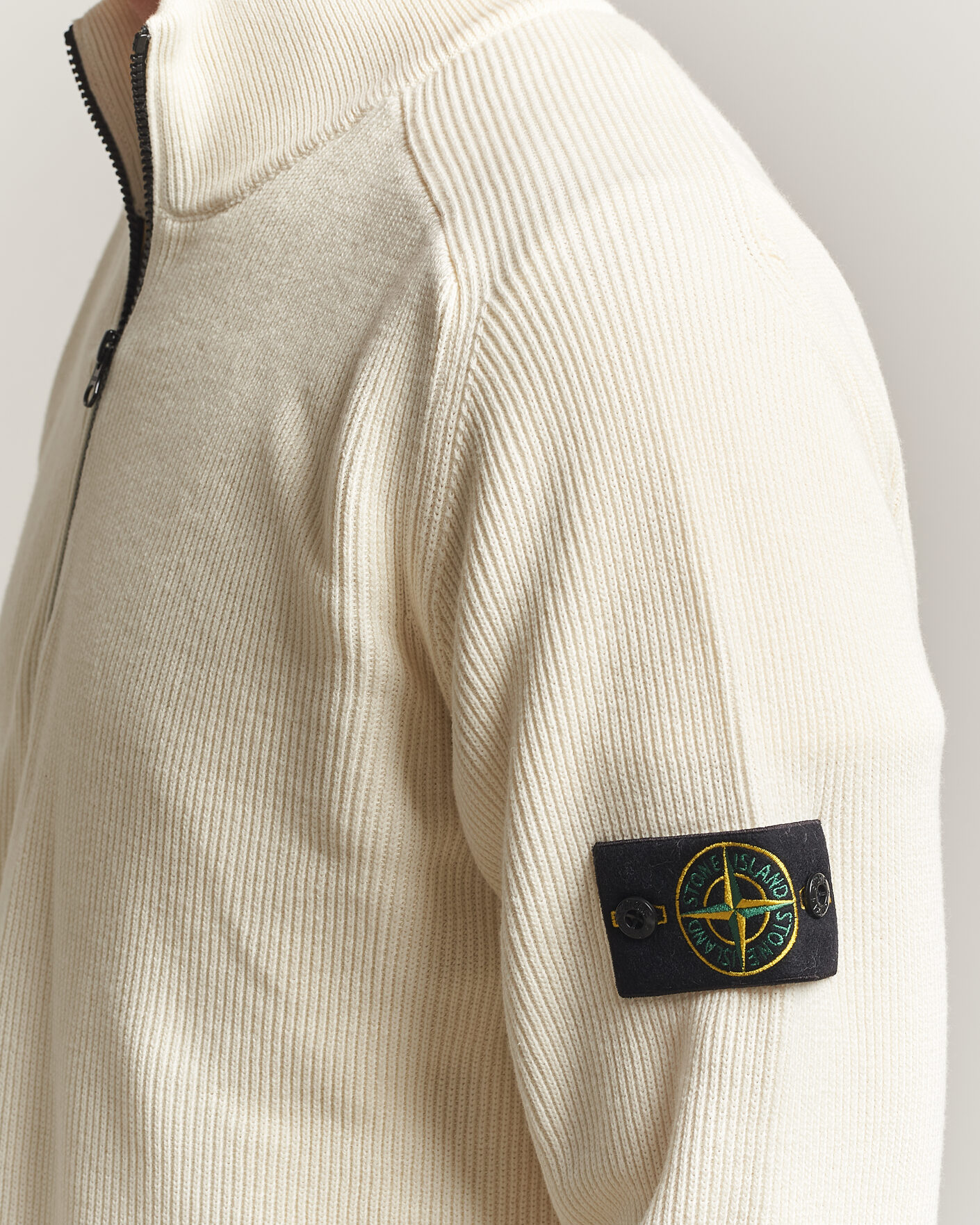 Herr | Tröjor | Stone Island | Ribbed Soft Organic Cotton Half-Zip Ivory