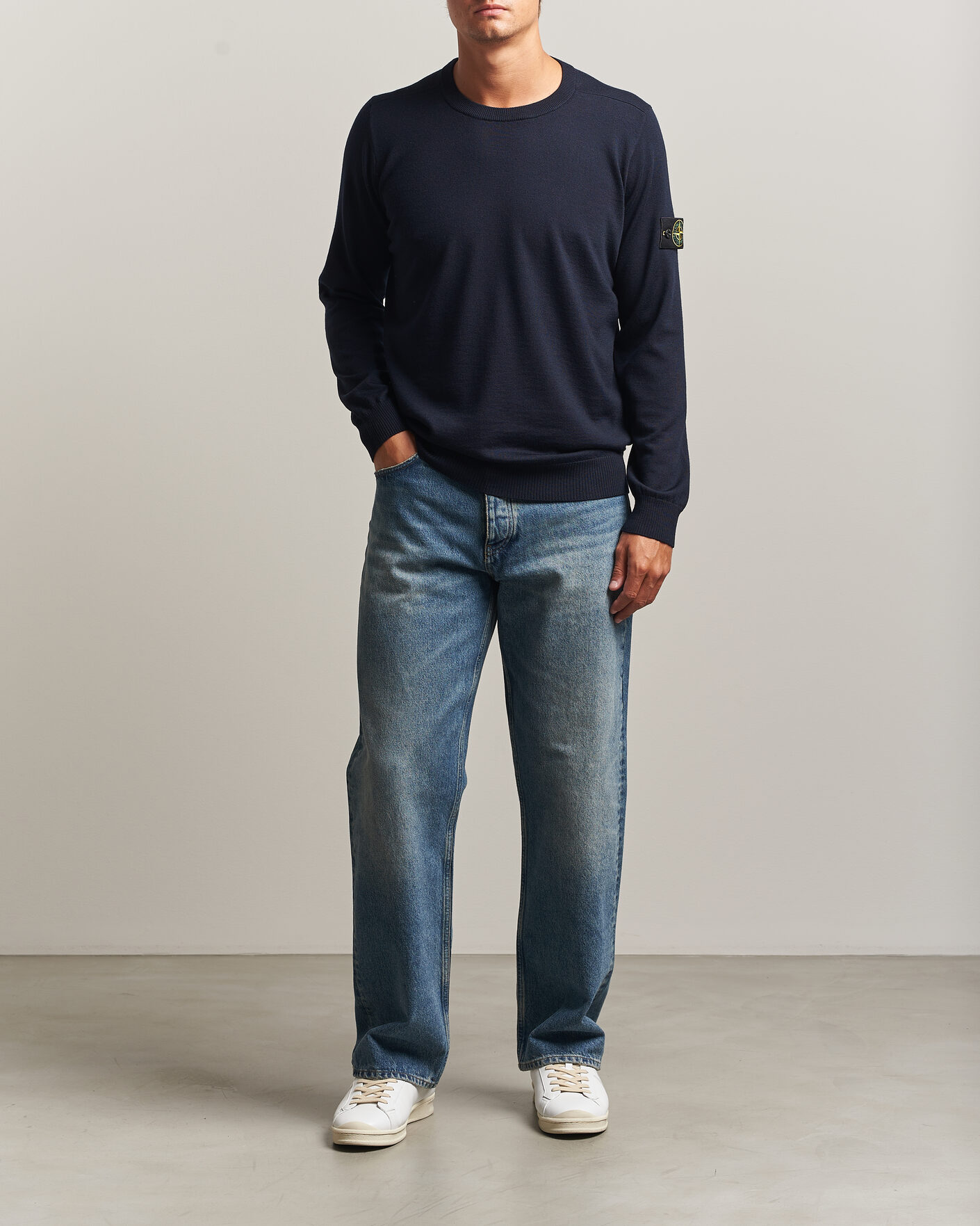 Herr | Tröjor | Stone Island | Light Pure Wool Crew Neck Navy Blue