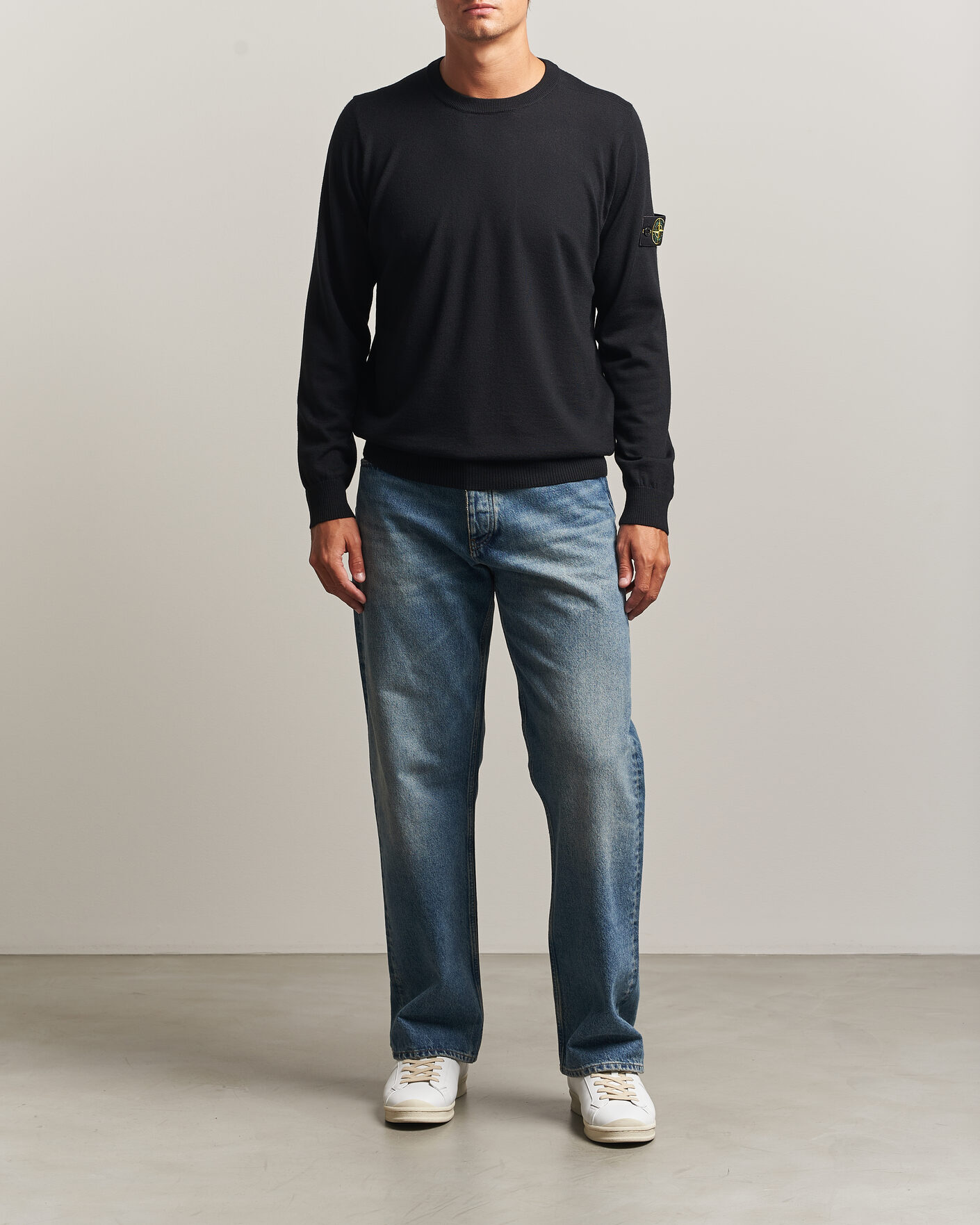 Herr | Tröjor | Stone Island | Light Pure Wool Crew Neck Black