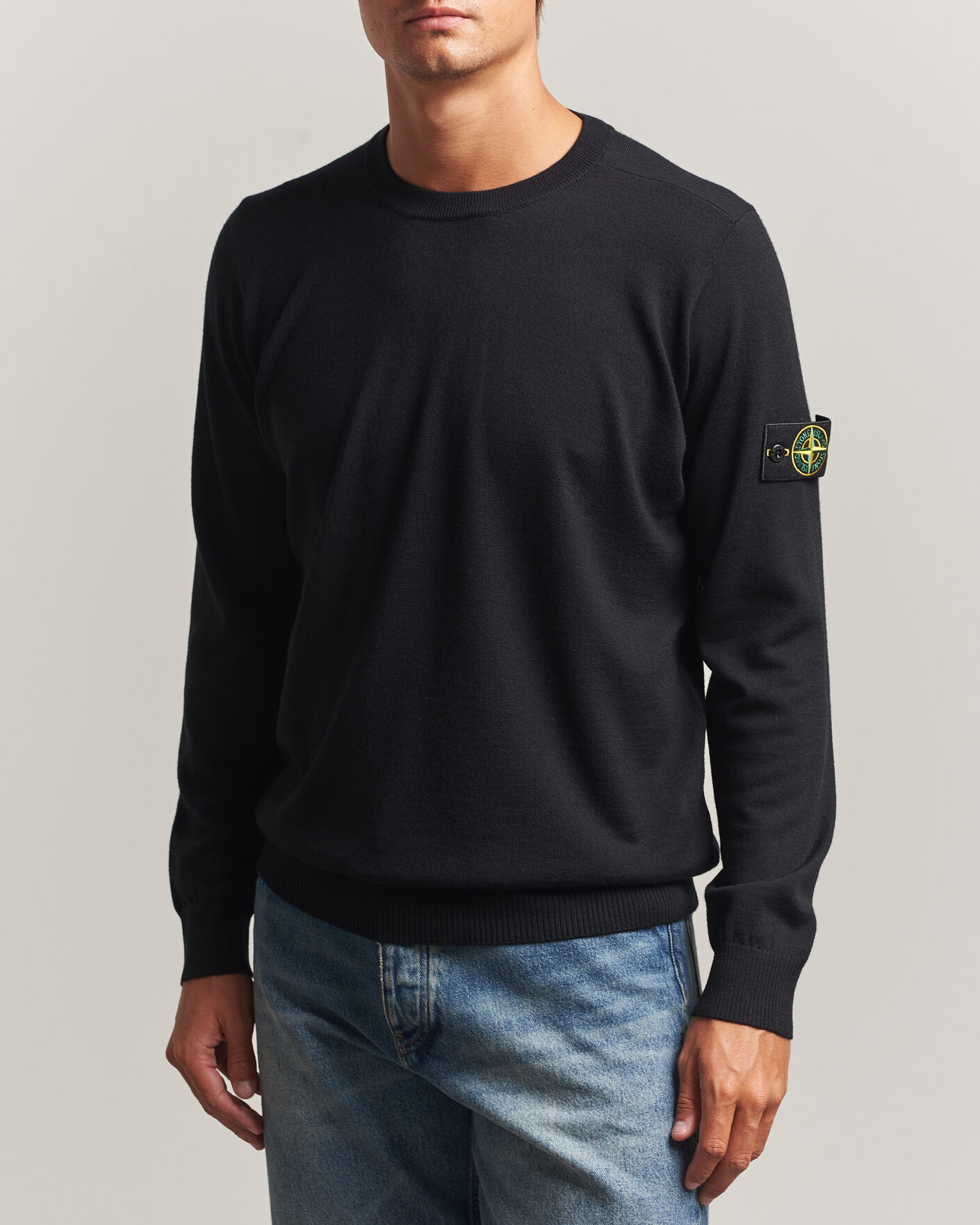 Herr | Tröjor | Stone Island | Light Pure Wool Crew Neck Black