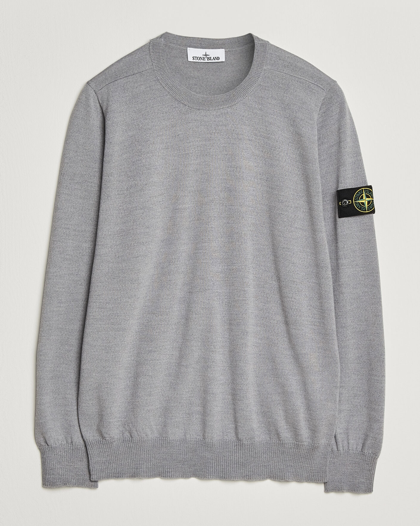 Herr | Tröjor | Stone Island | Light Pure Wool Crew Neck Ash Grey Melange