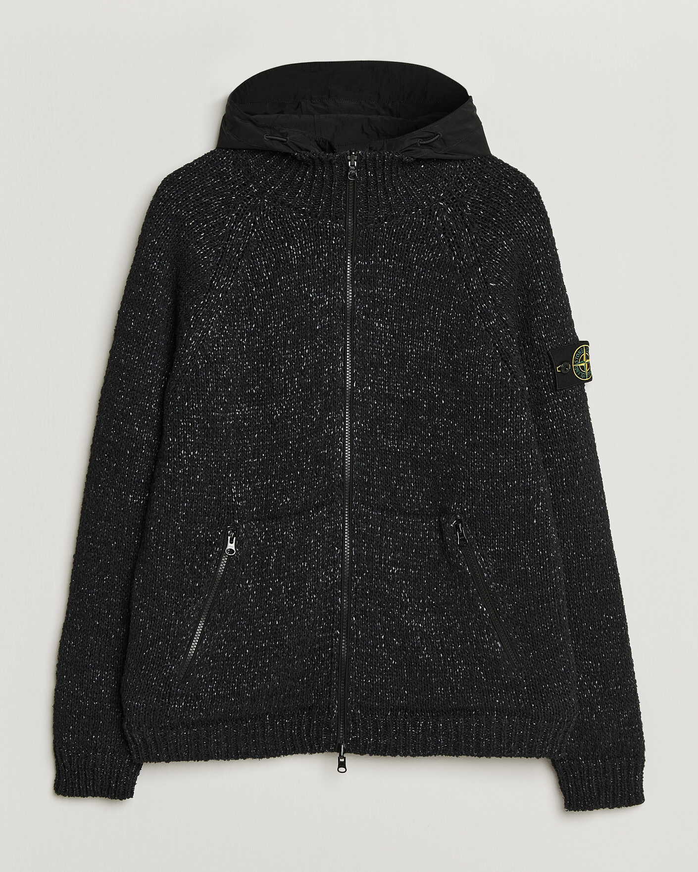 Herr | Tröjor | Stone Island | Brushed Cotton/Nylon Reversible Zip Hood Black