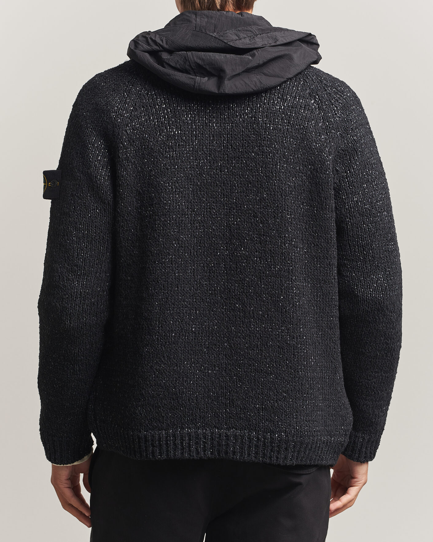 Herr | Tröjor | Stone Island | Brushed Cotton/Nylon Reversible Zip Hood Black