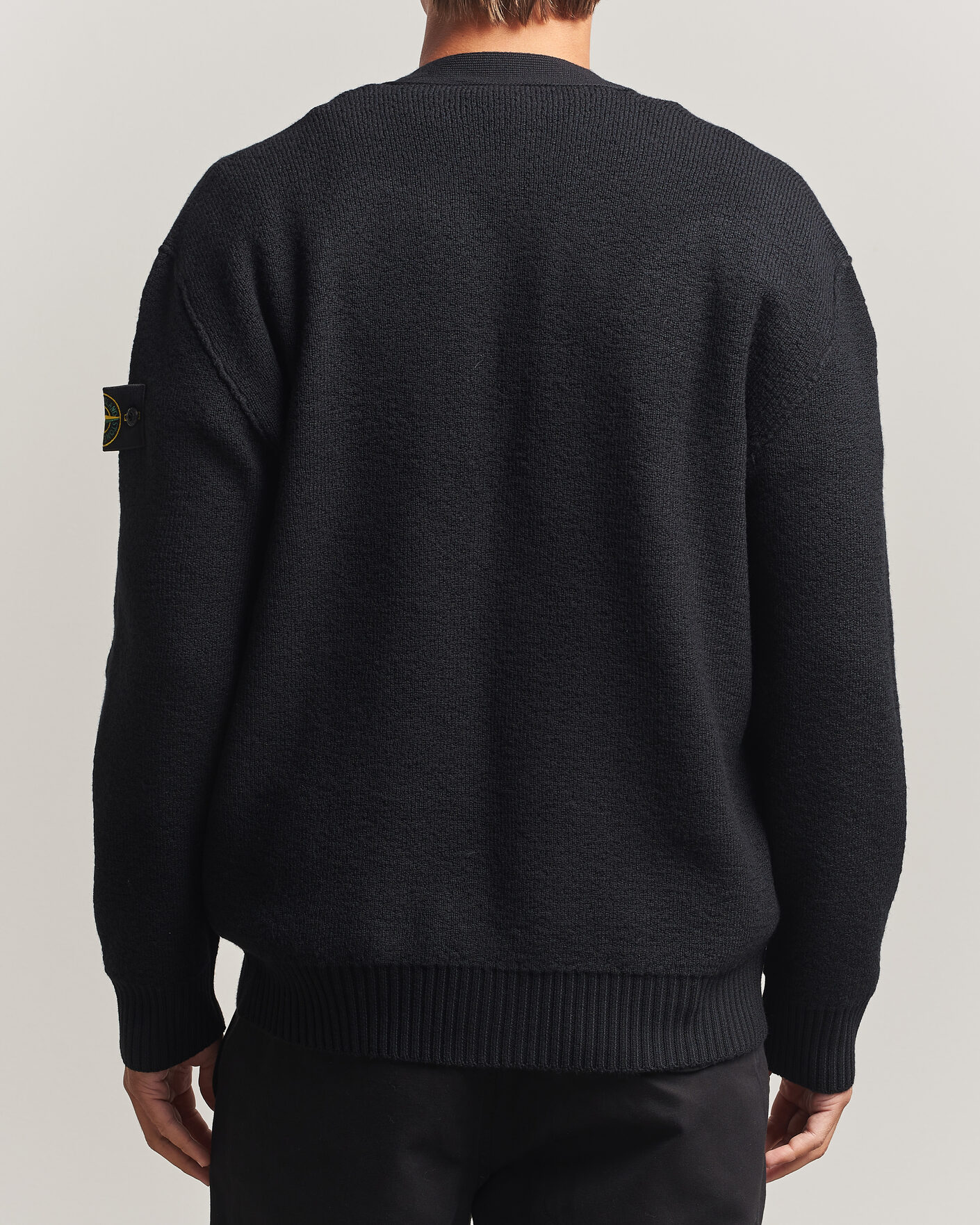 Herr | Tröjor | Stone Island | Textured Stitch Wool Cardigan Black