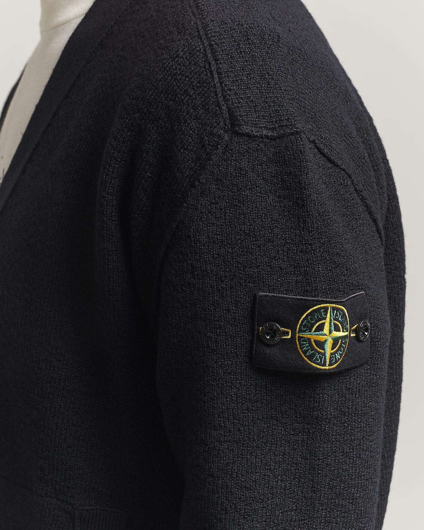 Herr | Tröjor | Stone Island | Textured Stitch Wool Cardigan Black