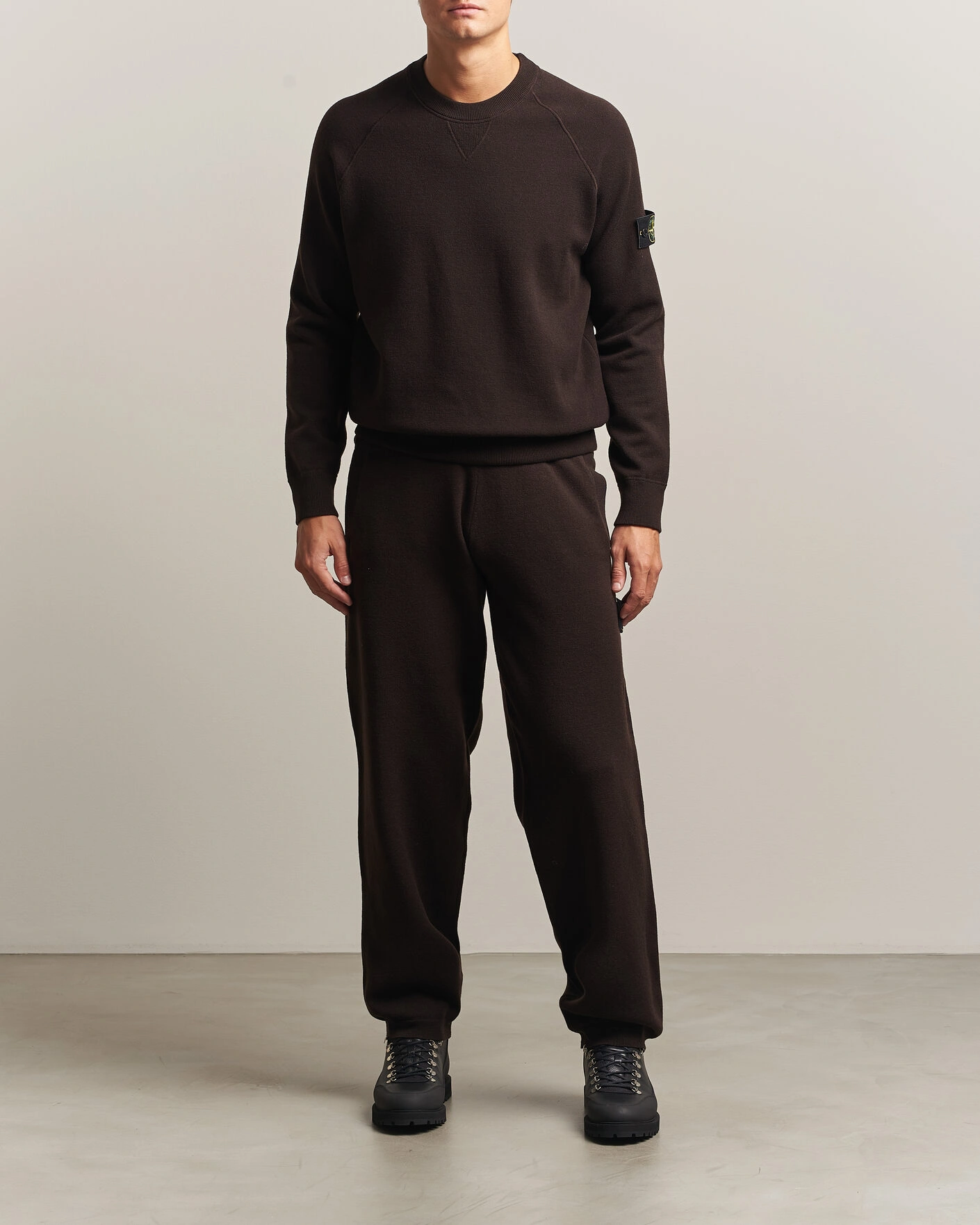 Herr | Tröjor | Stone Island | Plush Stitch Stretch Wool Sweat Coal Grey
