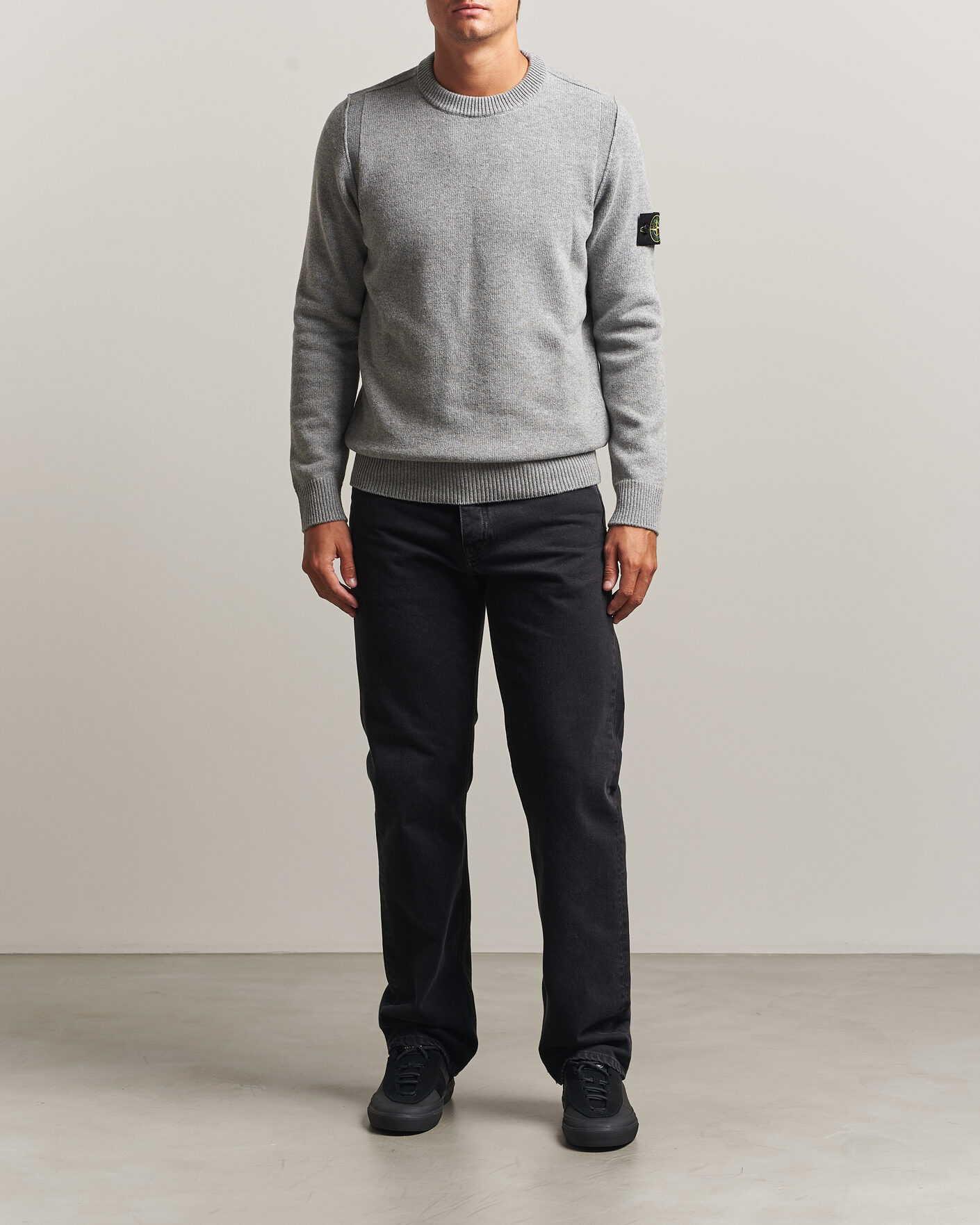 Herr | Tröjor | Stone Island | Knitted Lambswool Crew Neck Grey Melange