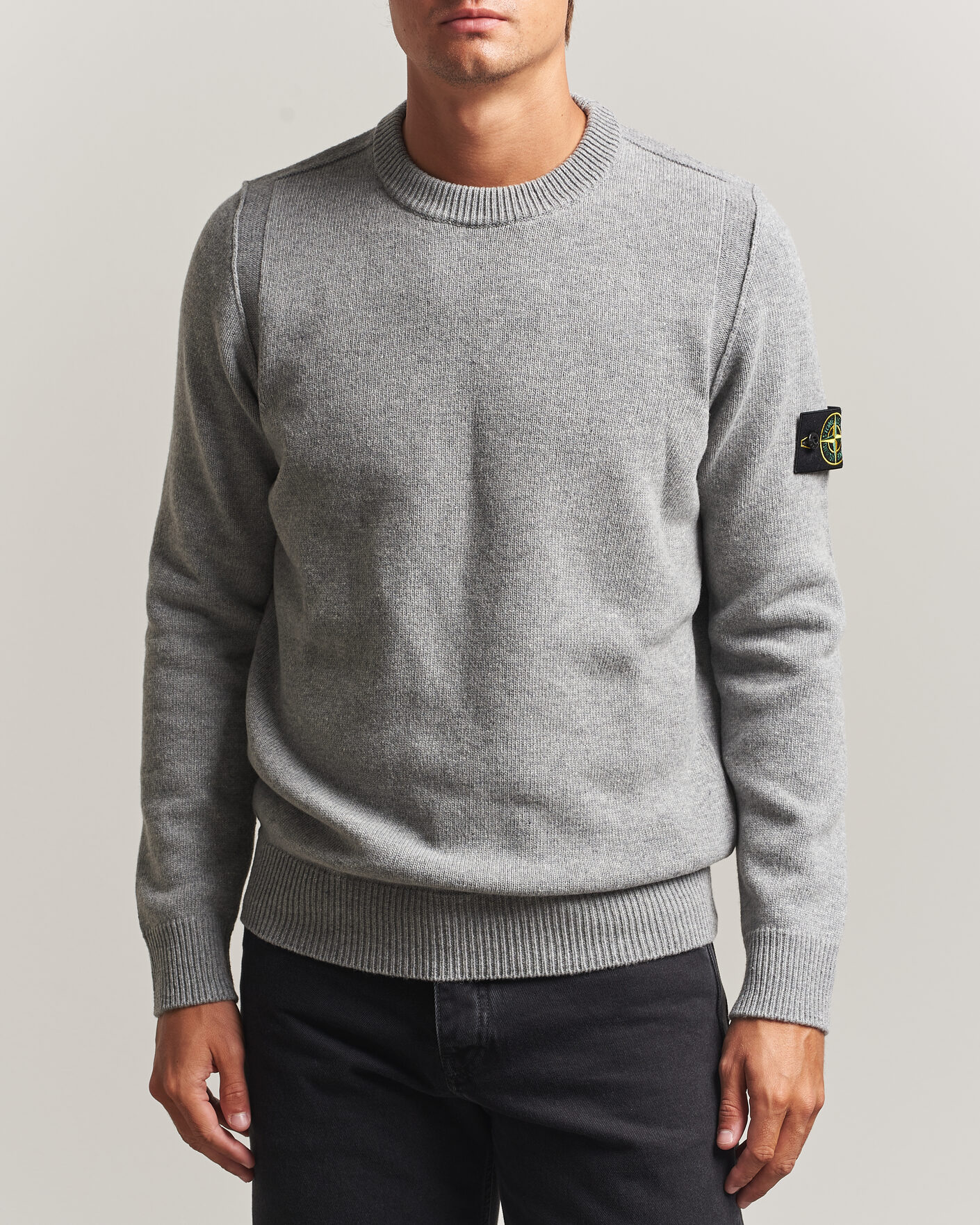 Herr | Tröjor | Stone Island | Knitted Lambswool Crew Neck Grey Melange