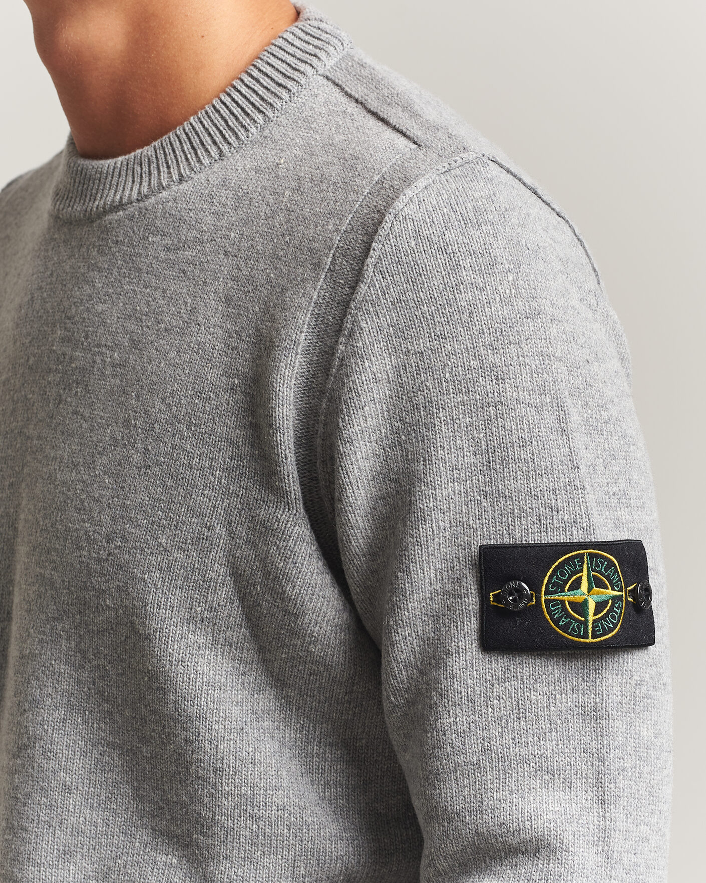 Herr | Tröjor | Stone Island | Knitted Lambswool Crew Neck Grey Melange