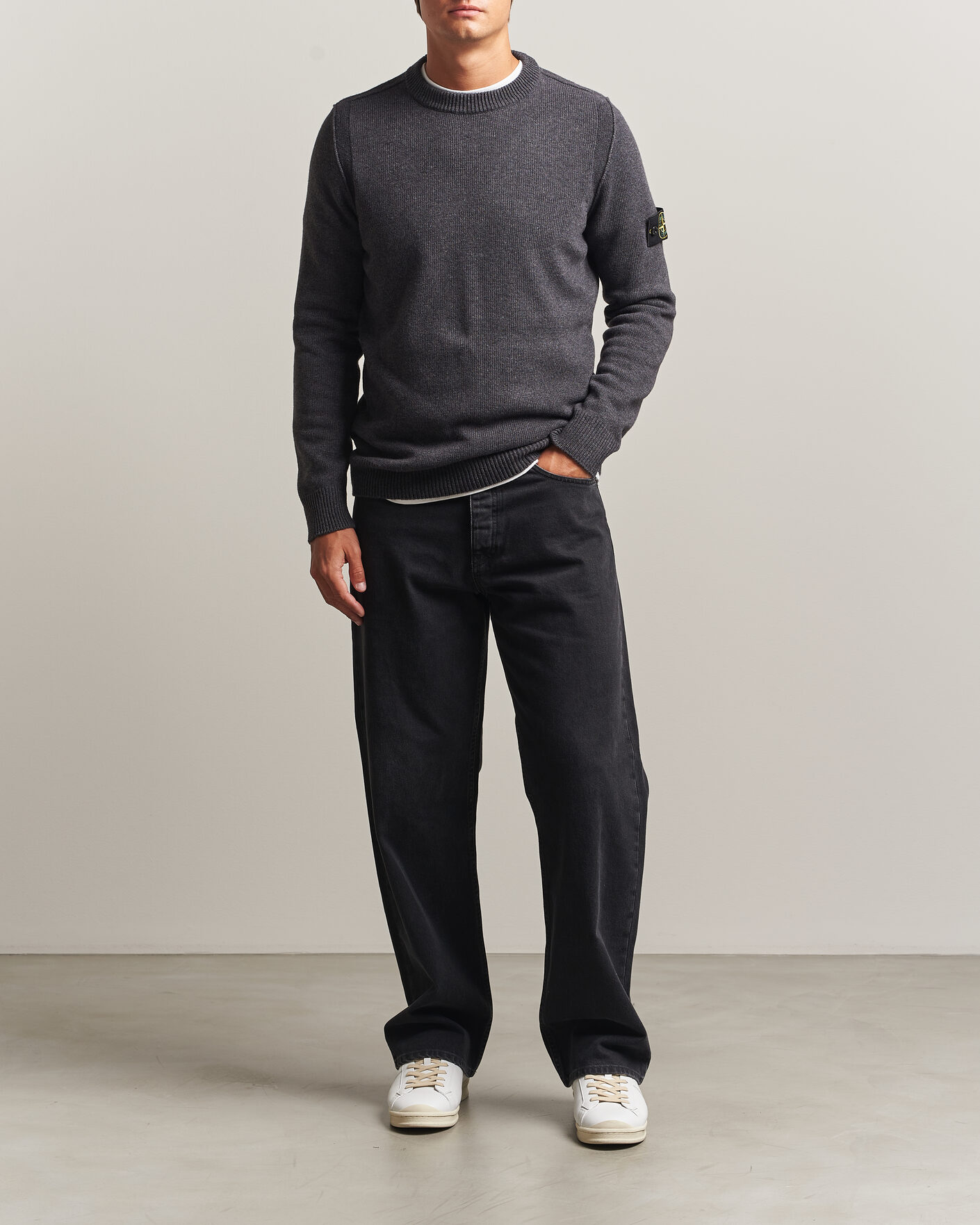 Herr | Tröjor | Stone Island | Knitted Lambswool Crew Neck Melange Lead