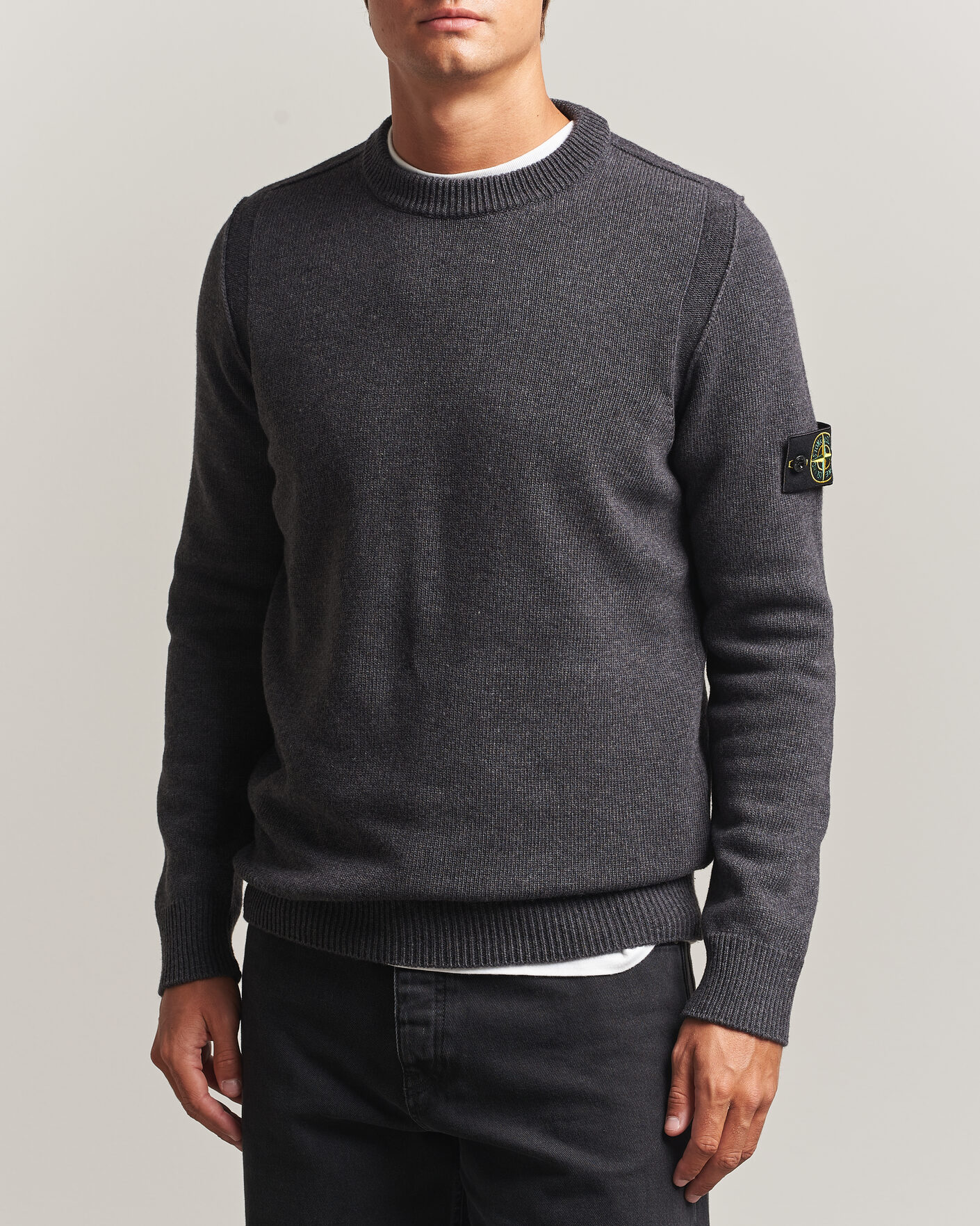 Herr | Tröjor | Stone Island | Knitted Lambswool Crew Neck Melange Lead