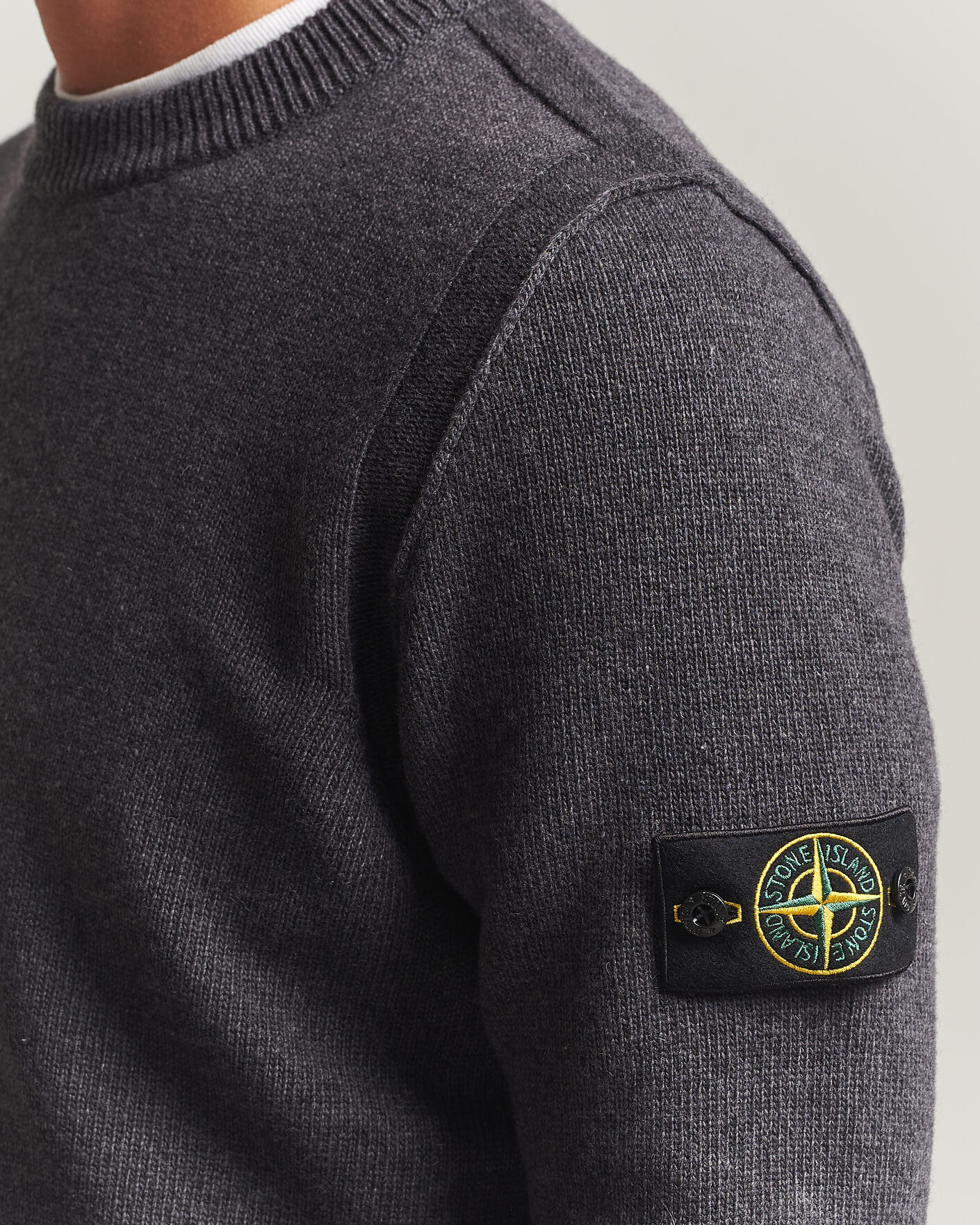 Herr | Tröjor | Stone Island | Knitted Lambswool Crew Neck Melange Lead