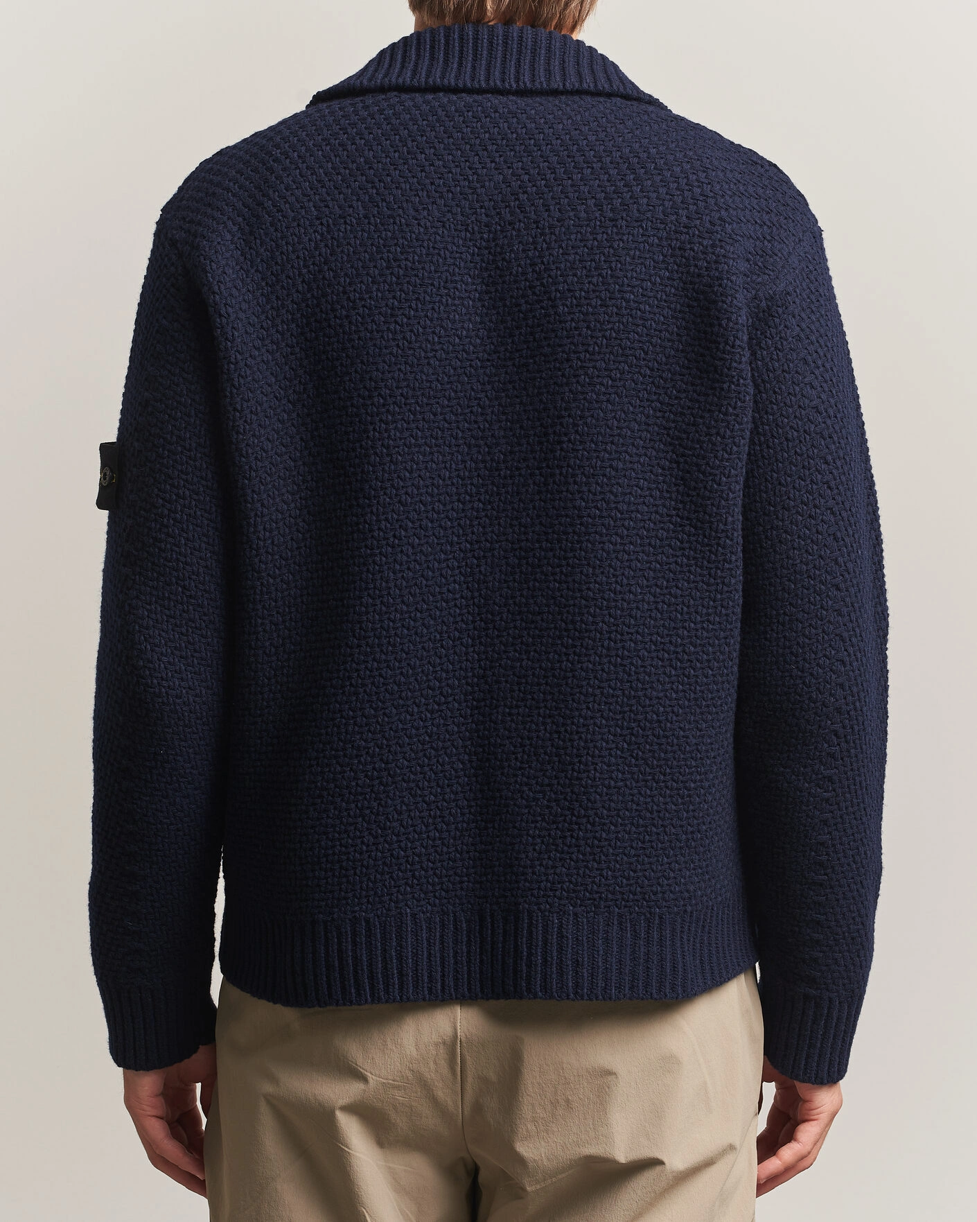 Herr | Tröjor | Stone Island | Basket Stitch Lambswool Cardigan Navy Blue