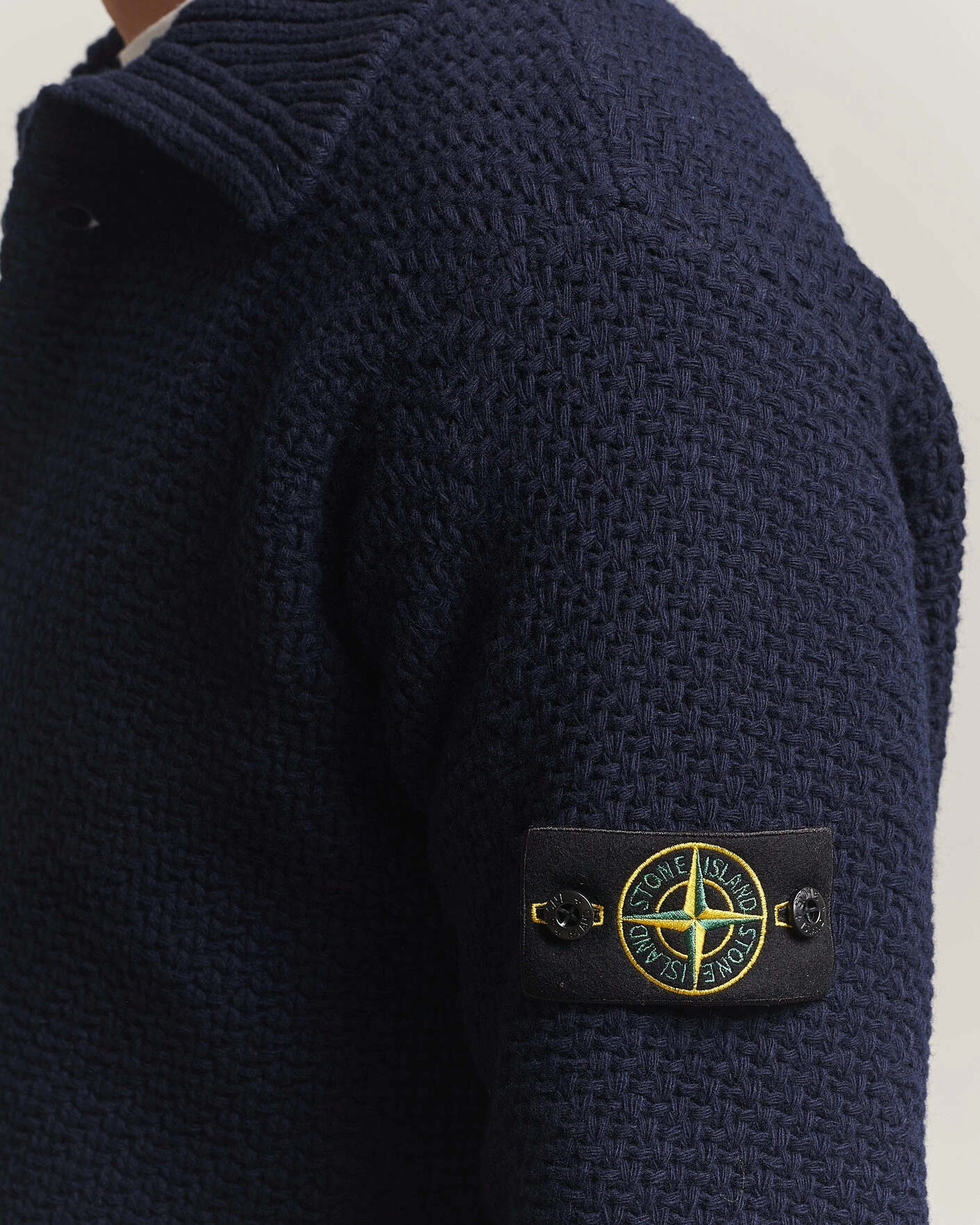 Herr | Tröjor | Stone Island | Basket Stitch Lambswool Cardigan Navy Blue