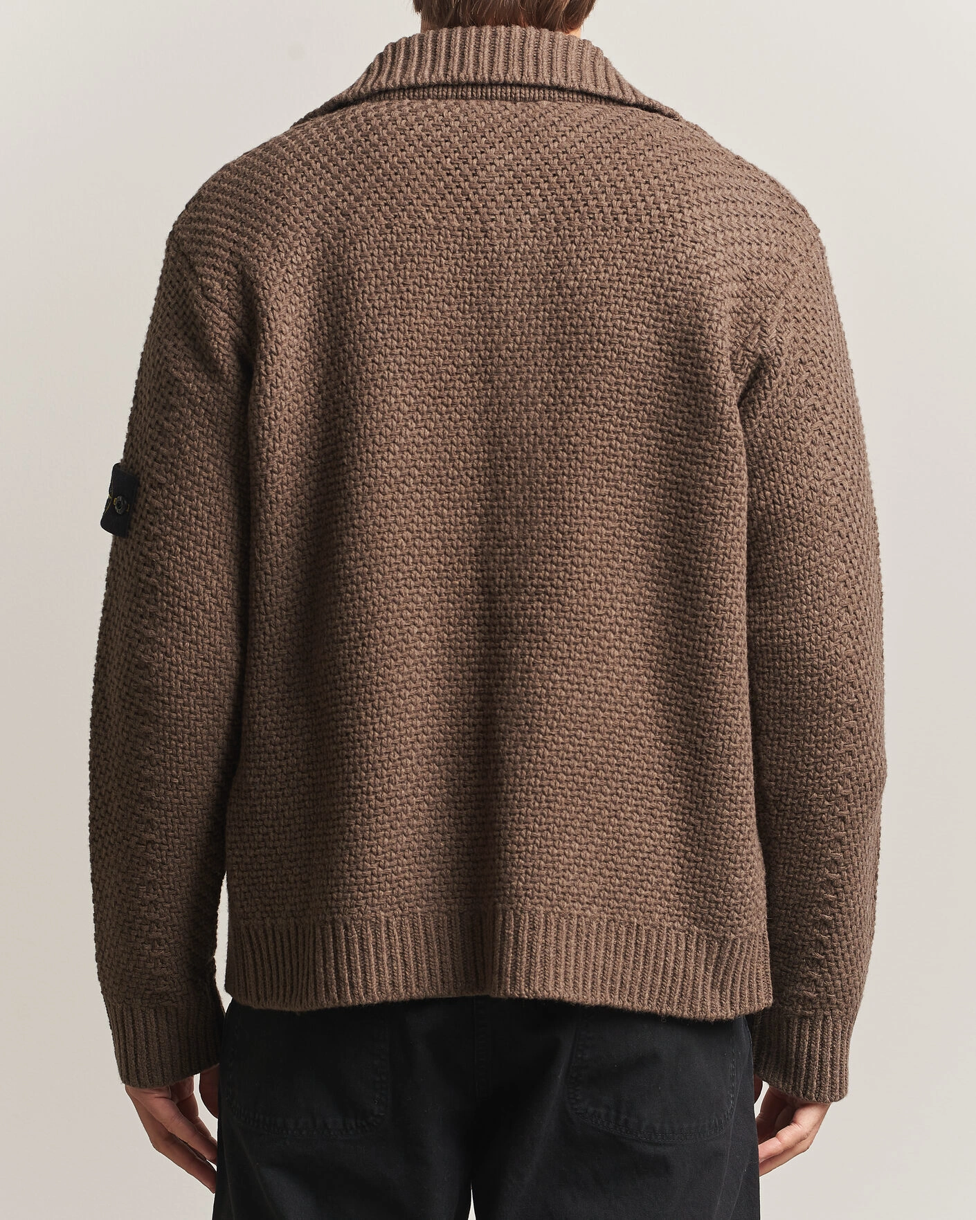 Herr | Tröjor | Stone Island | Basket Stitch Lambswool Cardigan Umber Melange