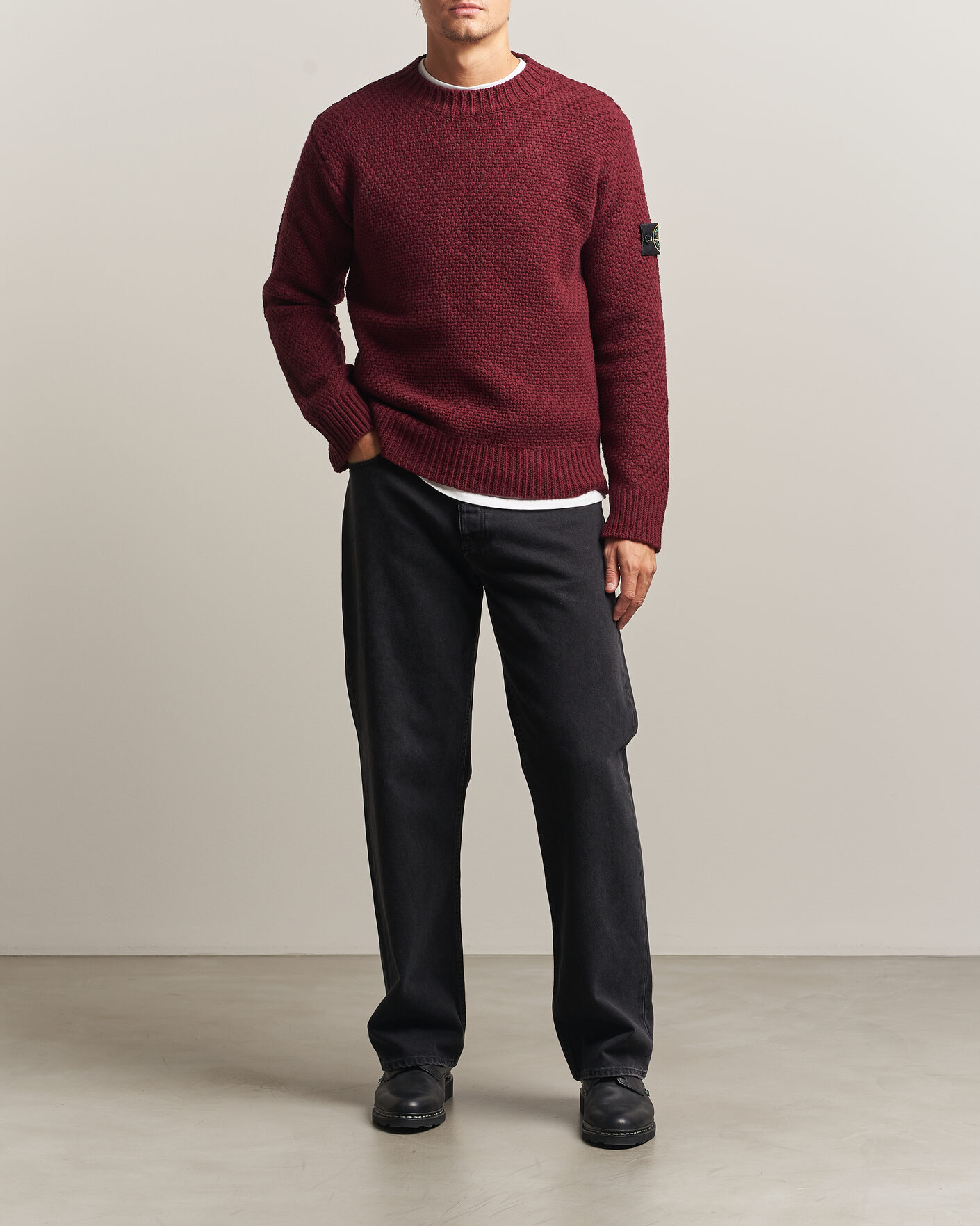 Herr | Tröjor | Stone Island | Basket Stitch Lambswool Crew Neck Amaranth