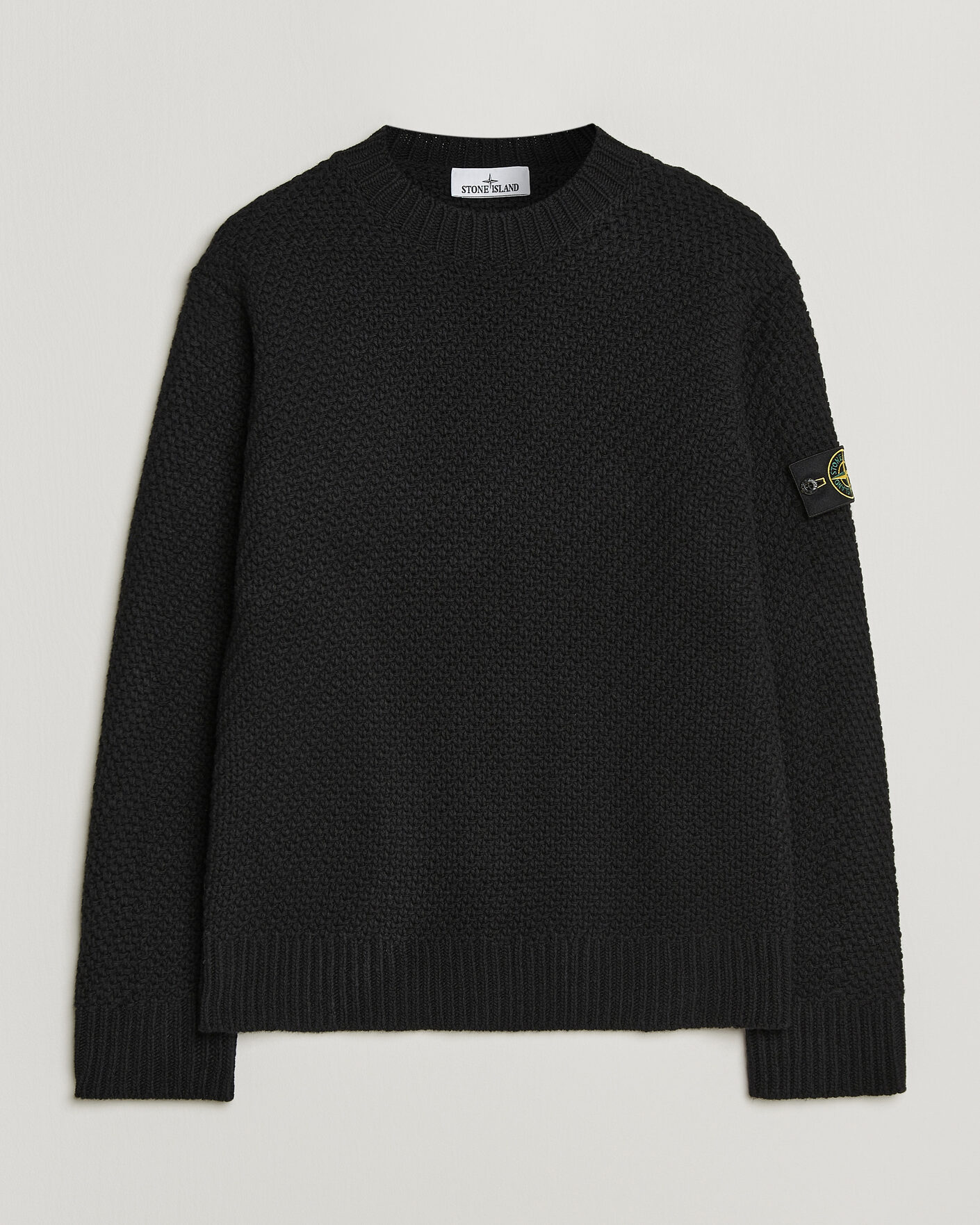 Herr | Tröjor | Stone Island | Basket Stitch Lambswool Crew Neck Black