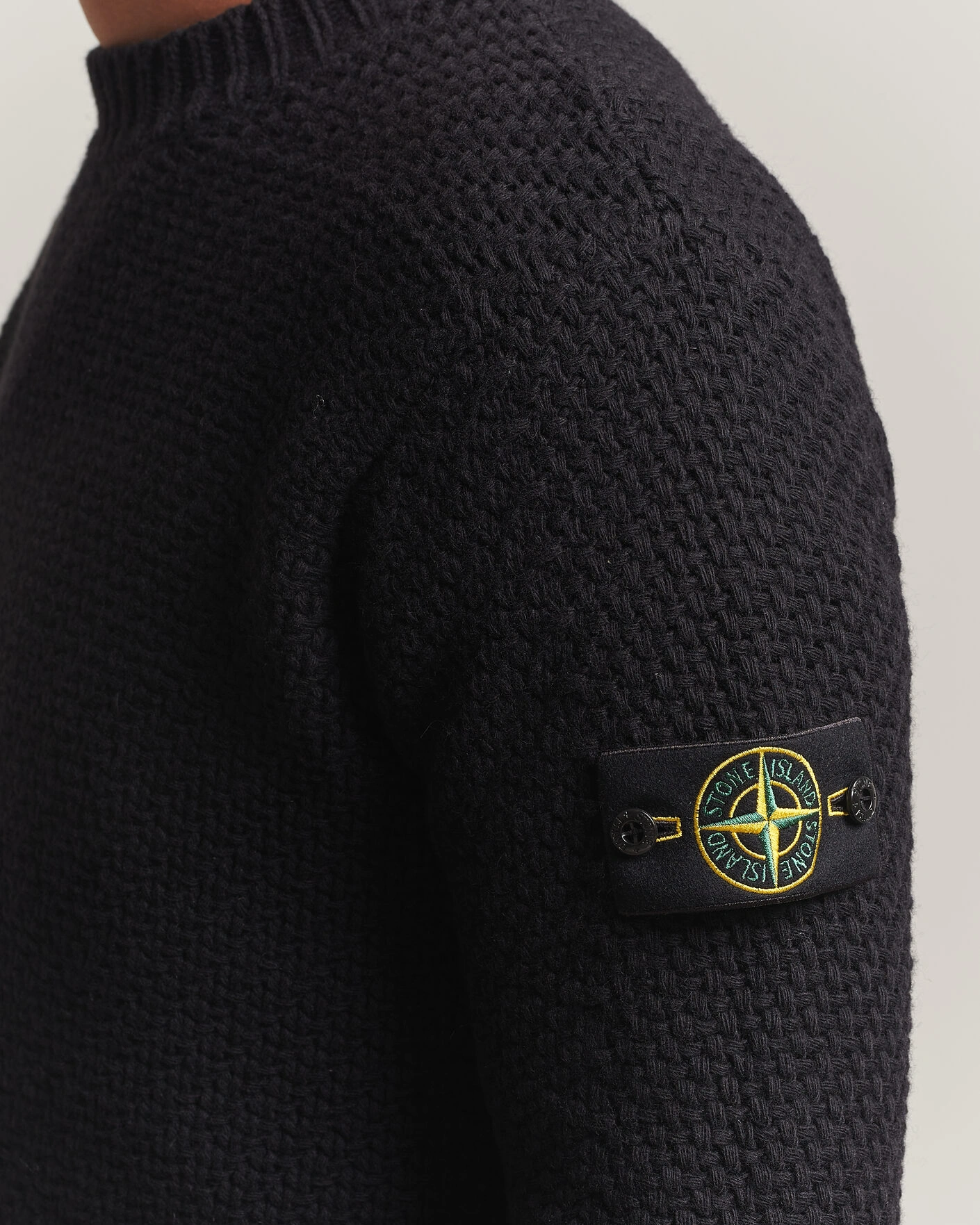Herr | Tröjor | Stone Island | Basket Stitch Lambswool Crew Neck Black