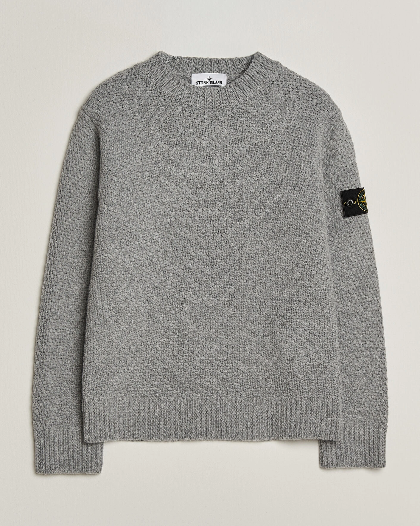 Herr | Tröjor | Stone Island | Basket Stitch Lambswool Crew Neck Grey Melange