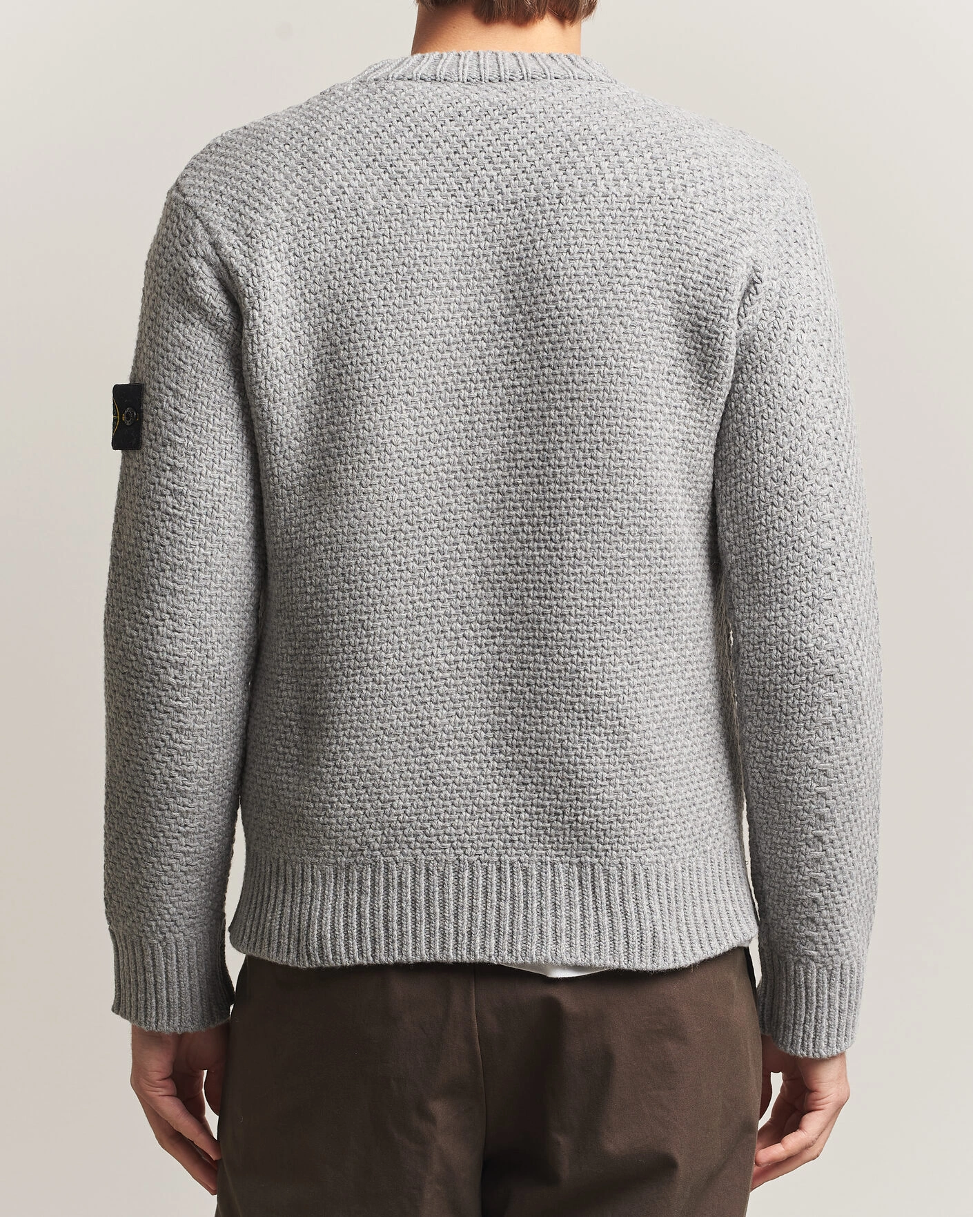 Herr | Tröjor | Stone Island | Basket Stitch Lambswool Crew Neck Grey Melange